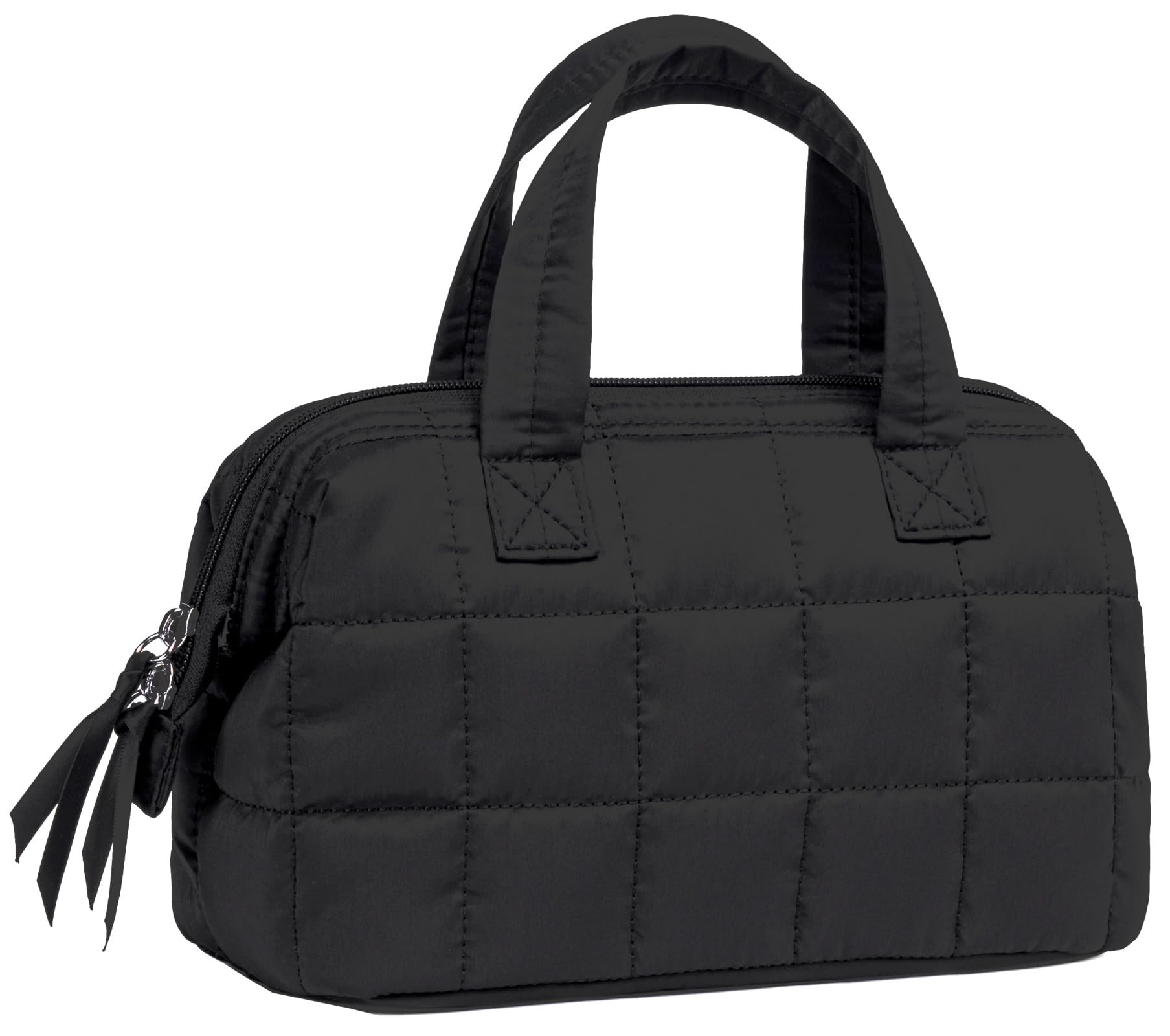 BTOOP Large Makeup Bag for Women - Cute Quilted Cosmetic Organizer with Wide Opening, Travel Toiletry Bag for Essentials (Black) - Perfect for Travel, Gym, and Daily Makeup Storage