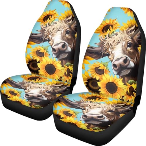 Sunflower Highland Cow