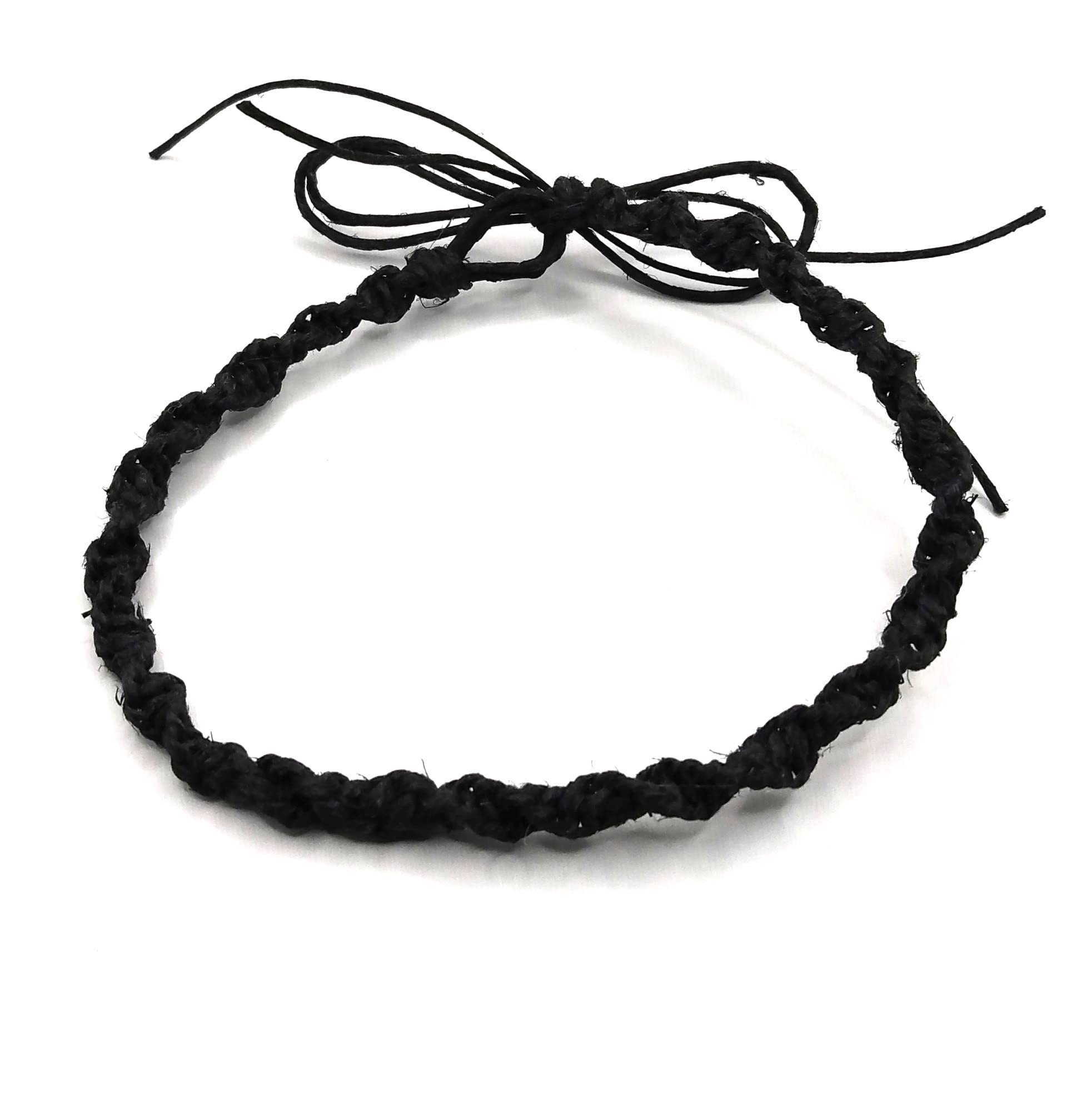 Adjustable Black Anklet Bracelet - Handmade Hemp String Cord Jewelry for Women, Boho Beach Style, Perfect for Summer Vacation & Festival Accessories
