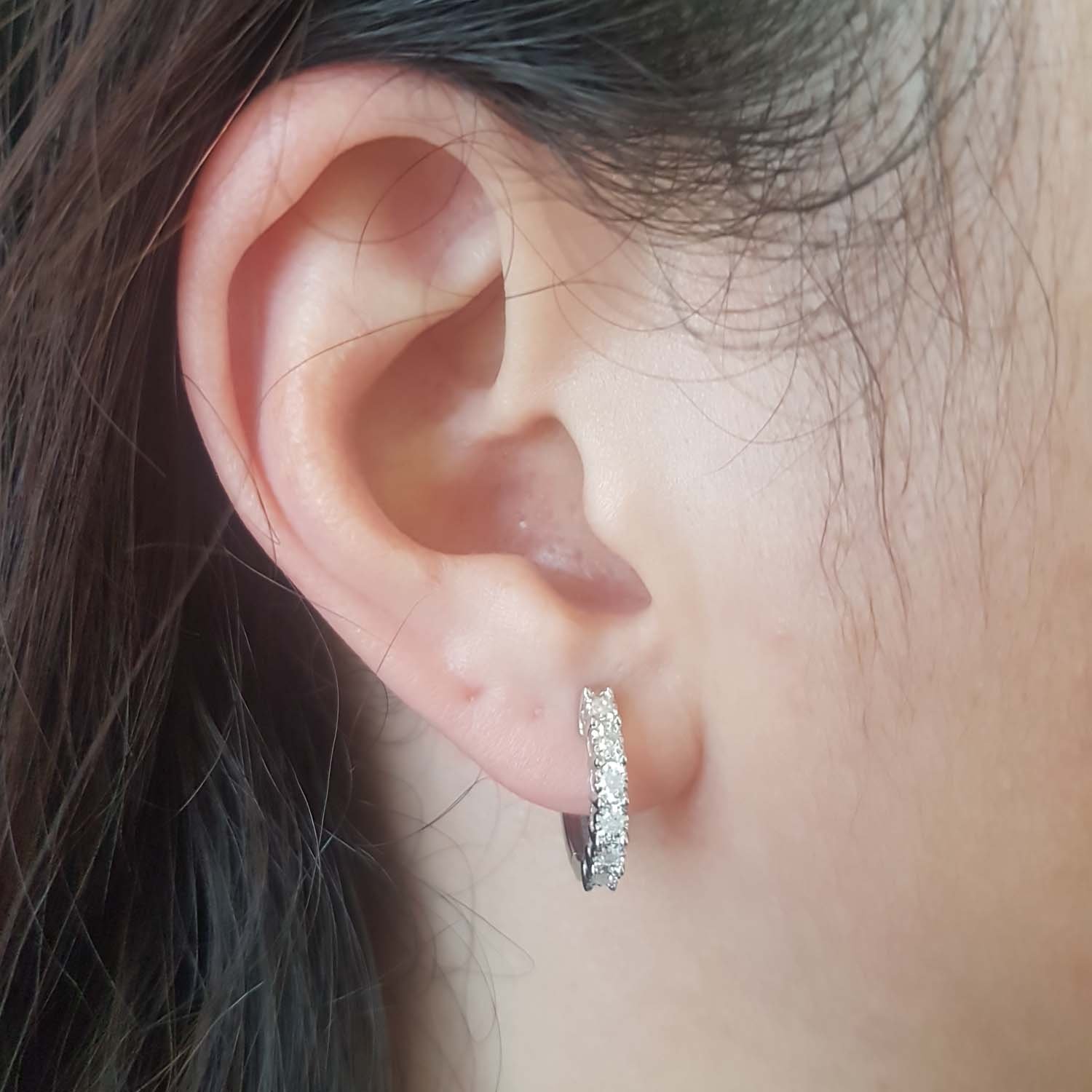 0.25 Carat Round White Diamond Hoop Earrings for Women - Sterling Silver Dazzlingrock Collection | Elegant Everyday Jewelry & Special Occasion Gift