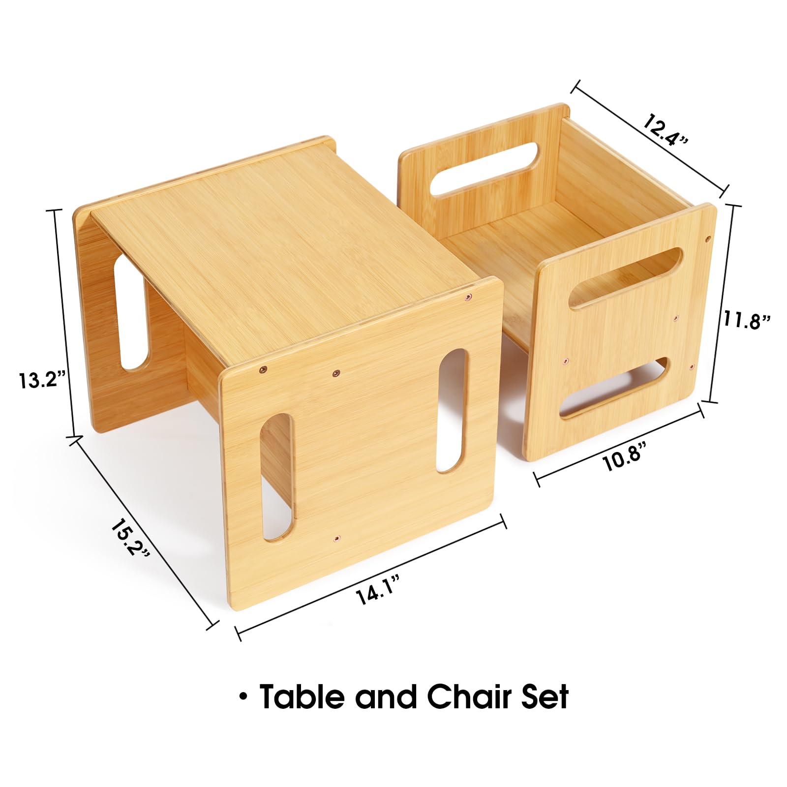 Montessori Weaning Table and Chair Set for Toddlers 1-3 Years - Natural Bamboo Kids Activity Desk & Chairs for Dining, Reading, Playtime - CPC Certified Safe & Eco-Friendly - Perfect for Home, Preschool & Daycare Learning Spaces
