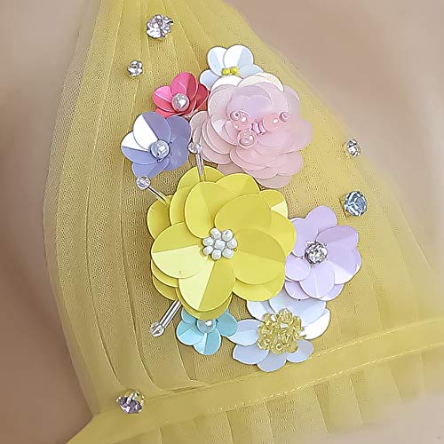 Buttercups Blooming Tulle Lingerie Set - Sheer Bridal Lingerie with 3D Flower Details | Sexy Floral Bra & Panty Set in Yellow | Perfect for Boudoir Photoshoot, Honeymoon Nightwear & Festival Outfits
