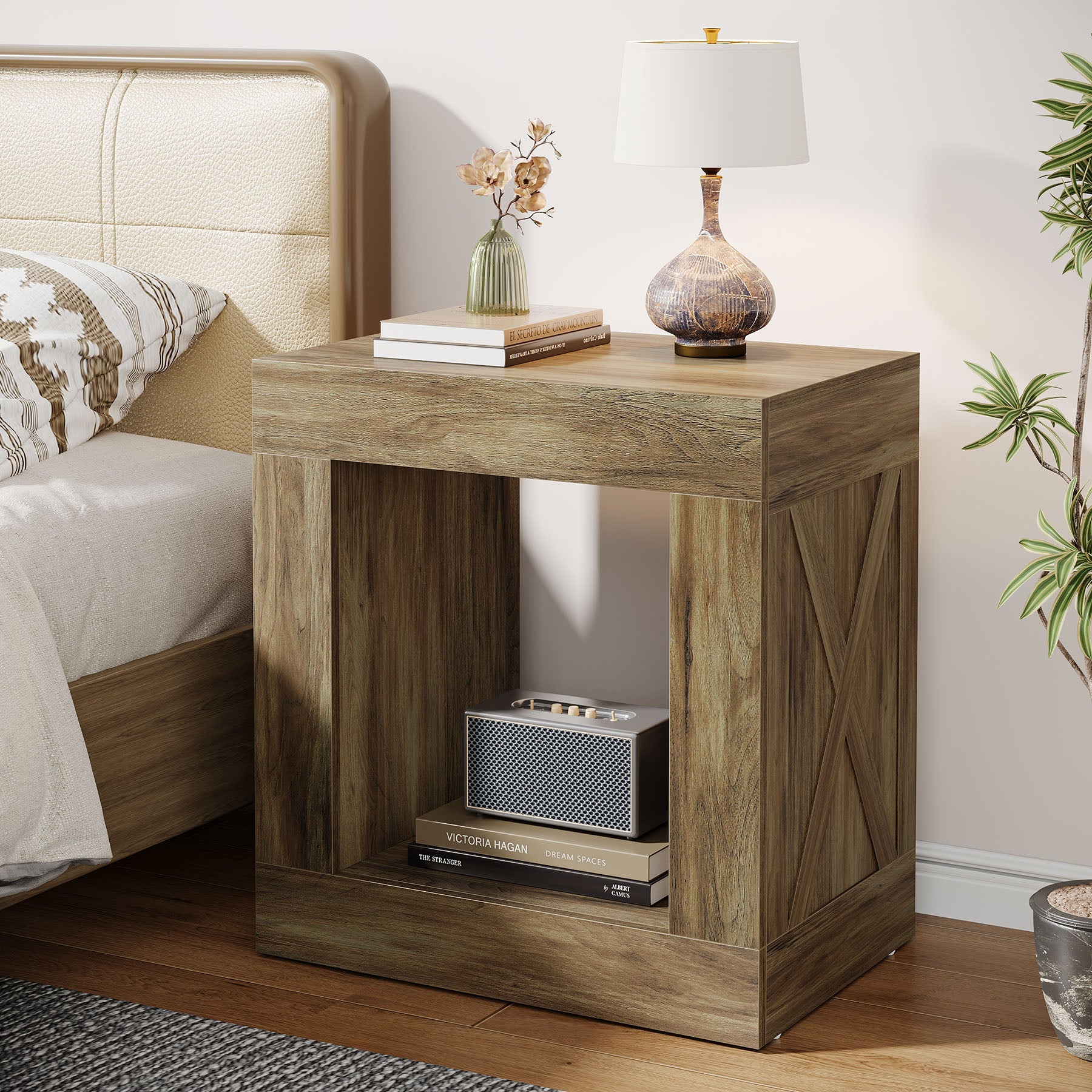 Modern Wooden End Table with Storage - Small Sofa Side Table for Living Room, Bedroom & Office - Perfect for Holding Books, Lamps & Decor
