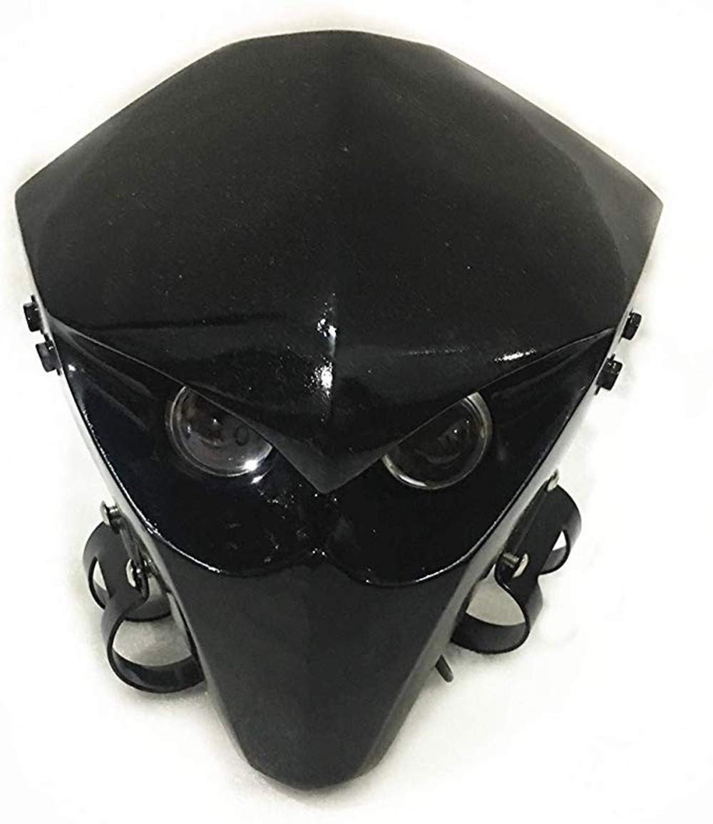 Universal FRP Motorcycle Headlight Fairing - Lightweight Fiberglass Racing Skeleton Skull Design (Black) for Harley, Honda, Yamaha - Perfect for Street Bikes, Cruisers & Custom Builds
