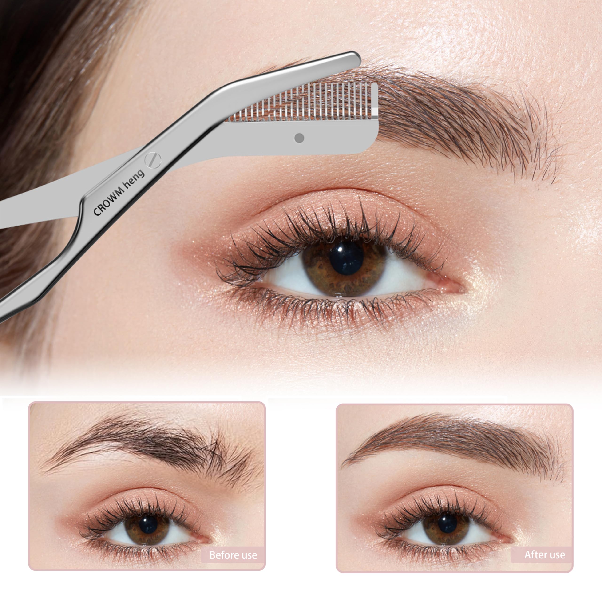Professional Eyebrow Scissors with Comb - Stainless Steel Eyebrow Trimmer for Precise Shaping - Unisex Eyebrow Grooming Kit for Salon & Home Use - Perfect for Eyebrow, Eyelash & Facial Hair Trimming