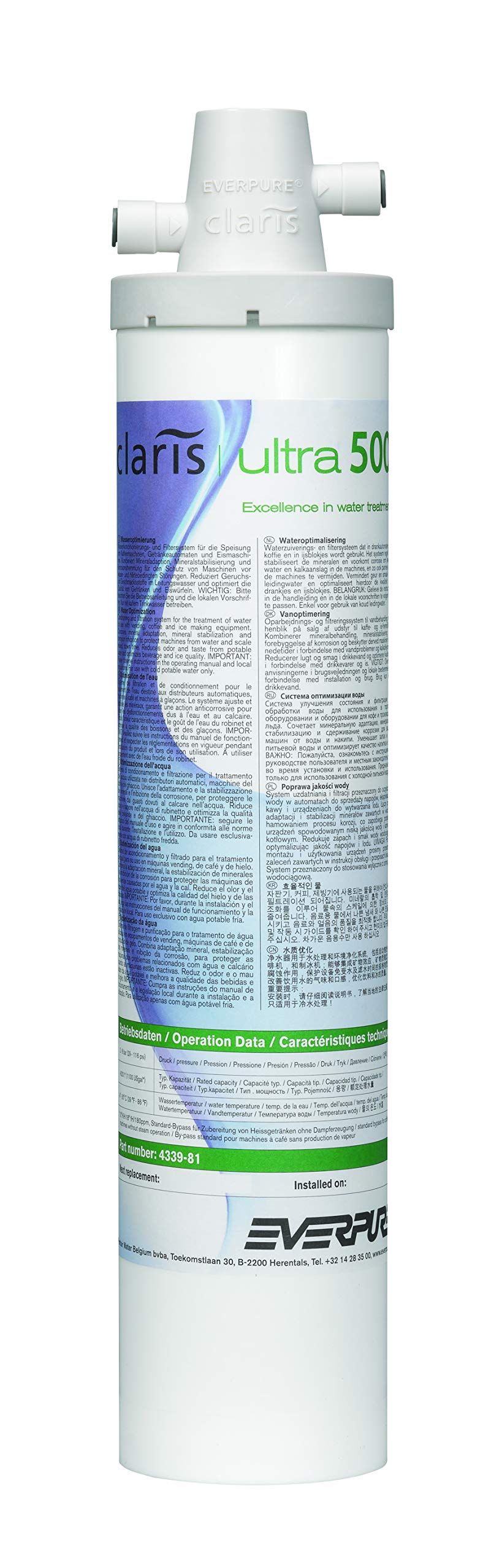 Everpure EV4339-81 Claris Ultra 500 Water Filter Cartridge - White | NSF Certified Replacement Filter for Clean Drinking Water | Perfect for Home, Office & Commercial Use