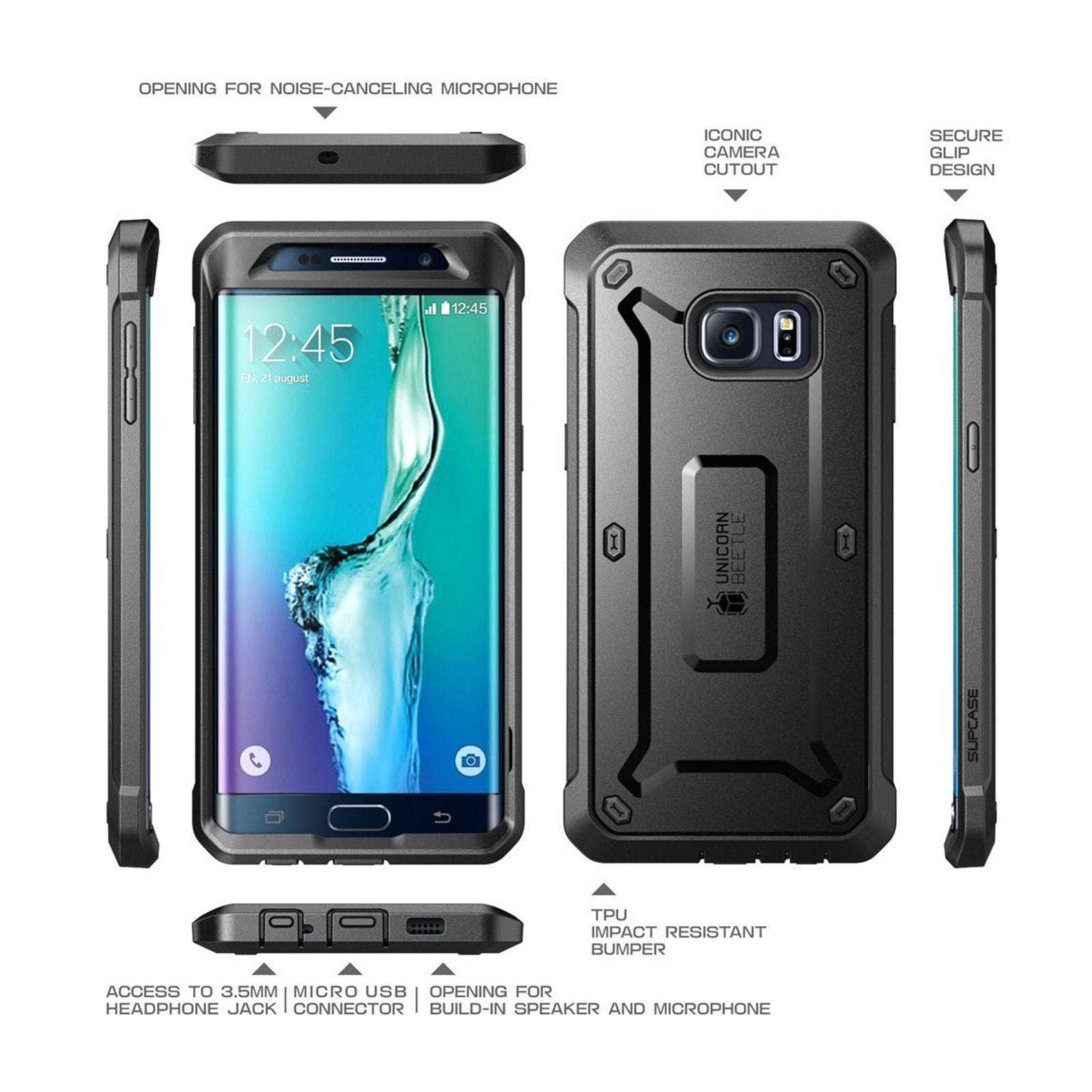 Samsung Galaxy S6 Edge Plus Unicorn Beetle Pro Rugged Holster Case - Heavy Duty Protective Cover with Kickstand & Belt Clip - Shockproof, Durable Phone Case for Outdoor, Work & Everyday Use