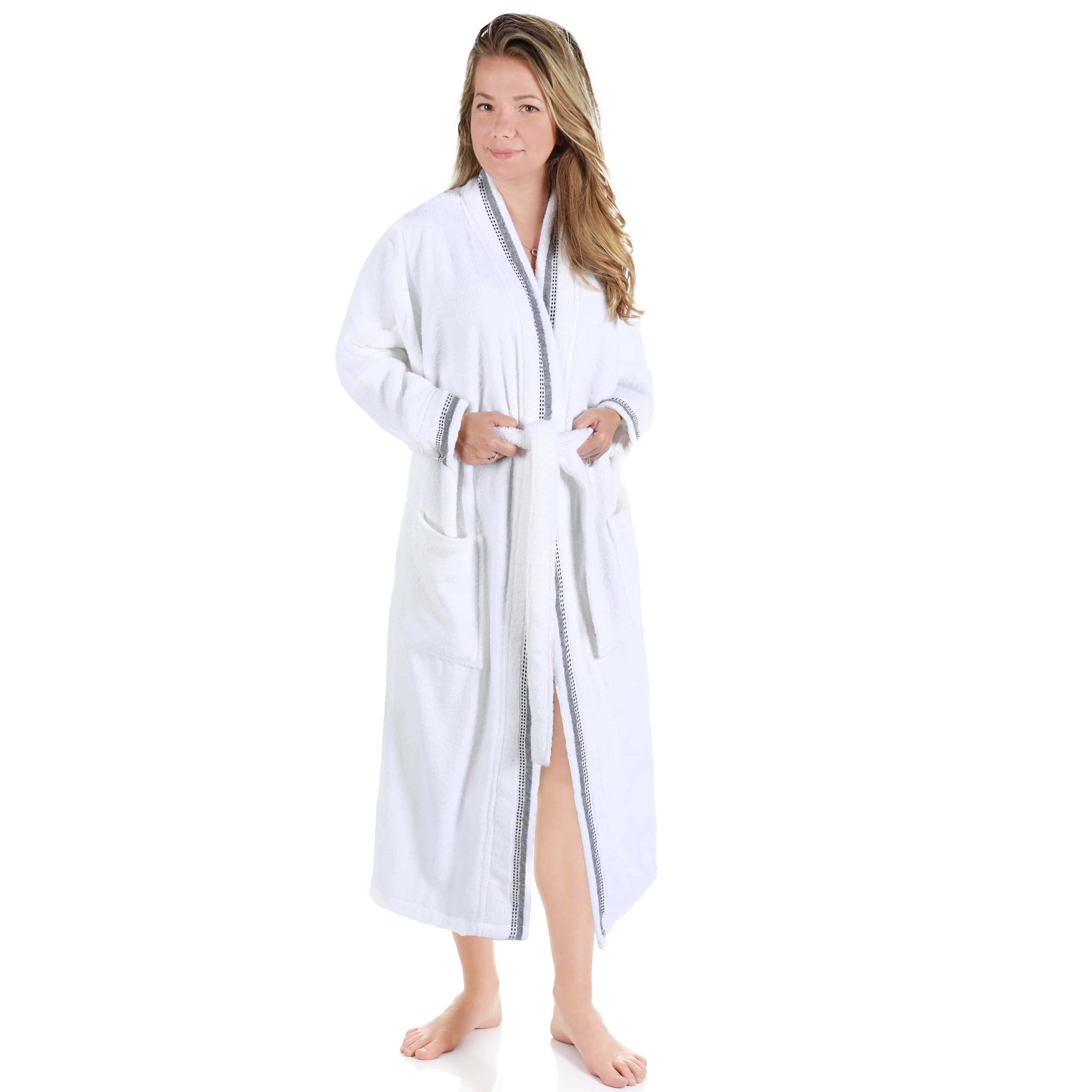 Unisex Cotton Terry Kimono Bathrobe with Embroidery - Soft & Absorbent Bath Robe for Spa, Hotel, Home Relaxation & Gift Giving