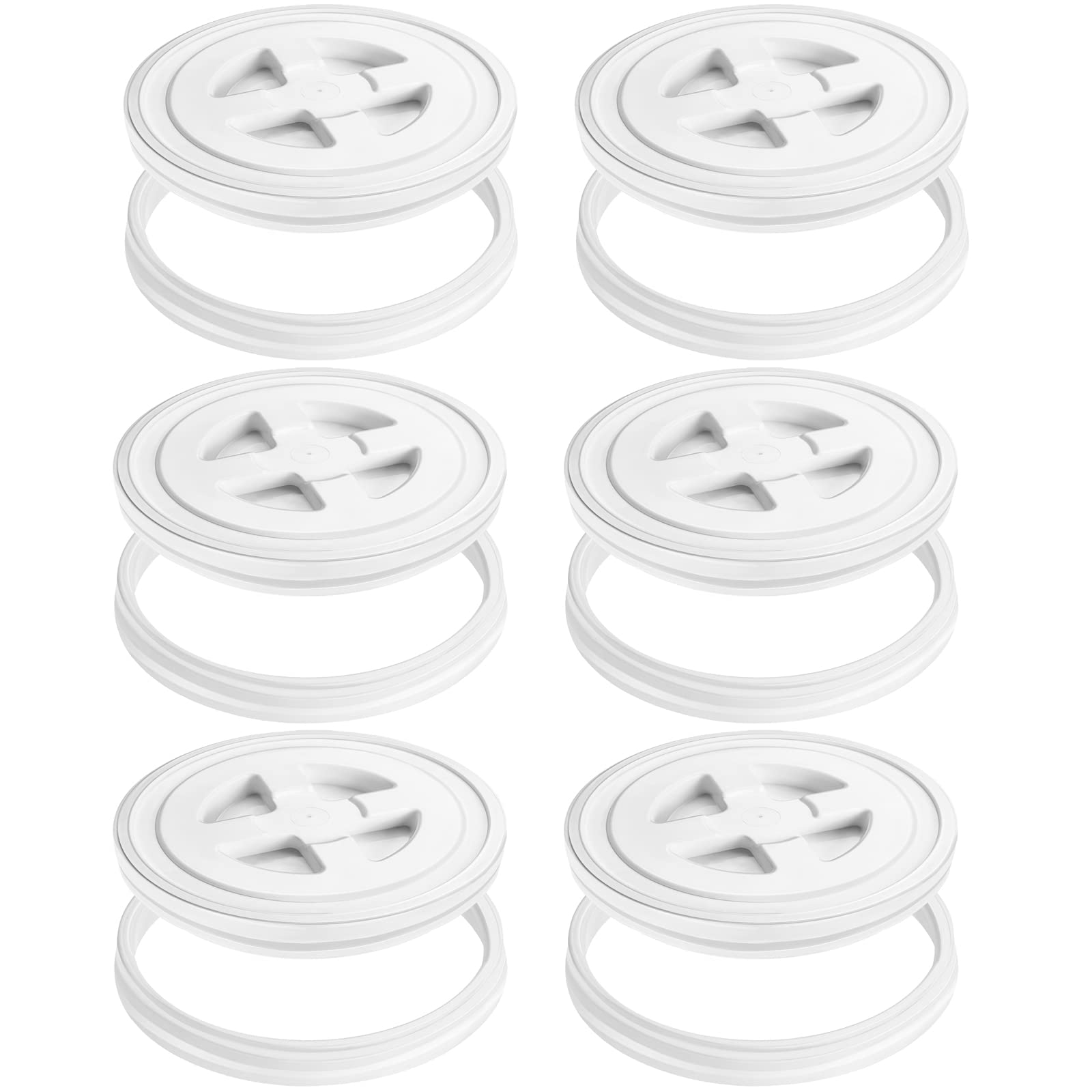**Aodaer 6-Piece 5-Gallon Leak-Proof Screw Top Bucket Lids Set - White Plastic Storage Lids for Cereals, Grain, Pet Food, Coatings & Paint - Ideal for Home, Farm & Industrial Use**