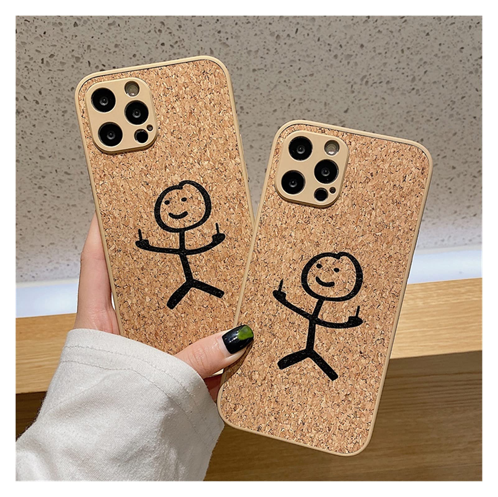 Cartoon Cork Fiber iPhone Case for iPhone 13/12/11 Pro Max, X/Xs/Xr, 8/7 Plus - Eco-Friendly Protective Cover with Unique Design | Perfect for Daily Use, Travel & Office