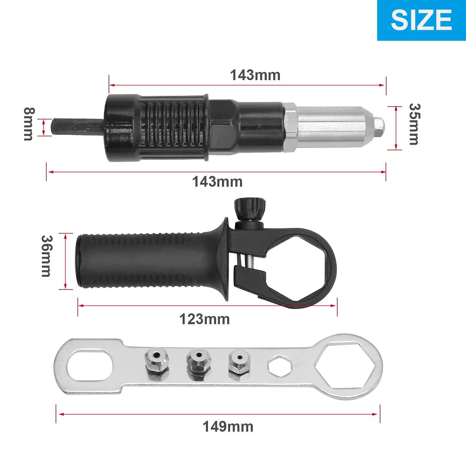 Heavy Duty Pop Rivet Gun Kit - Cordless Rivet Tool with Drill Attachment for Metal, Wood & Plastic - Perfect for DIY Projects, Auto Repair & Home Improvement