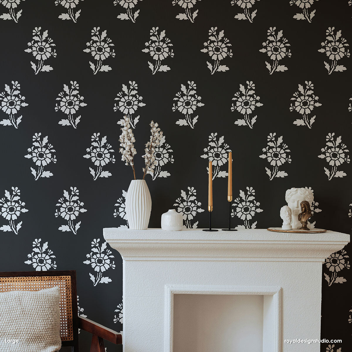 Provence Petite Floral Wall Stencil - DIY Home Decor, French Country Design for Bedroom & Living Room Wall Painting