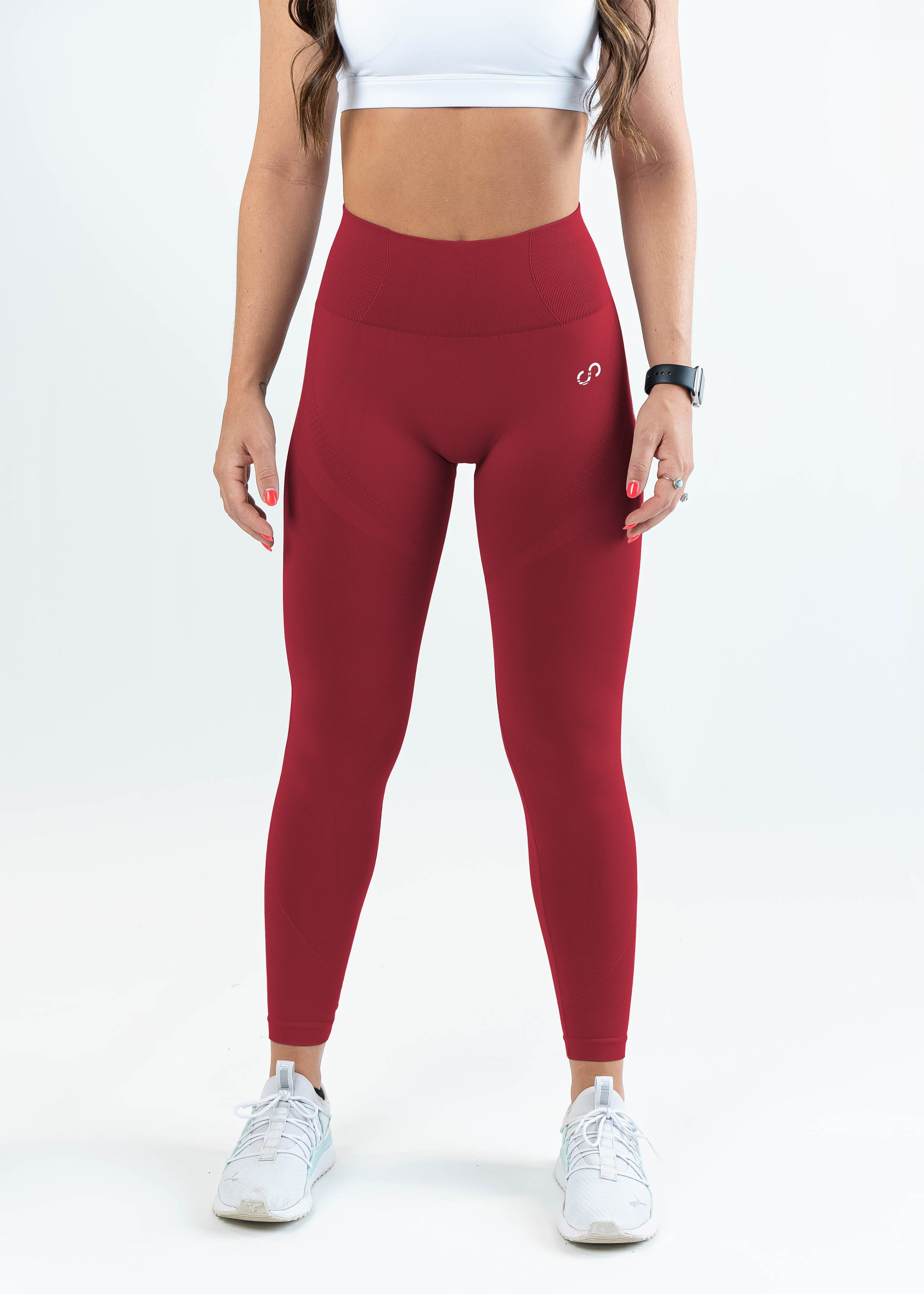 High-Waisted Sculpt Seamless Leggings for Women - Comfortable & Tummy Control - Cranberry Red - Perfect for Yoga, Workouts & Everyday Wear