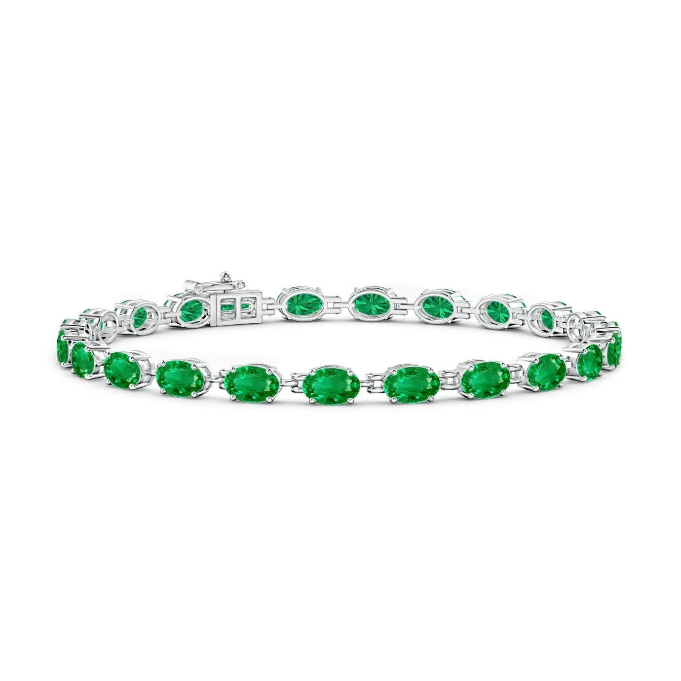 9.2 Carat Classic Oval Emerald Tennis Bracelet for Women - Elegant Jewelry Gift for Weddings, Anniversaries & Special Occasions