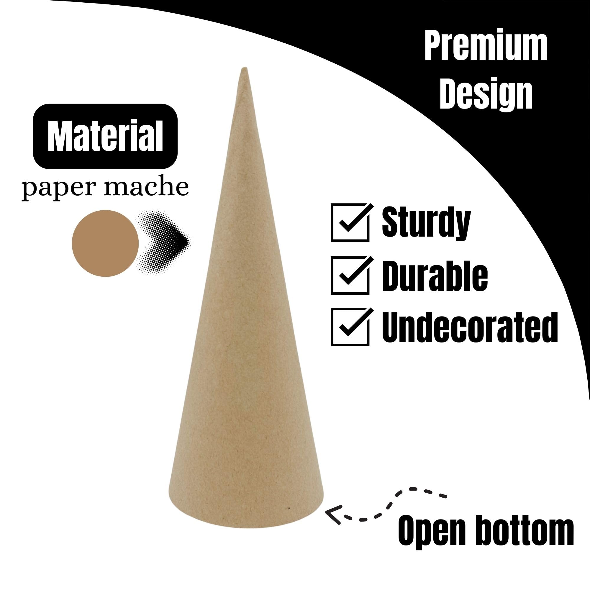 16-Piece Paper Mache Craft Cones Set - Open Bottom Cardboard Cones for DIY Gnomes, Ornaments & Tree Decorations (4 Sizes: 13.75x5