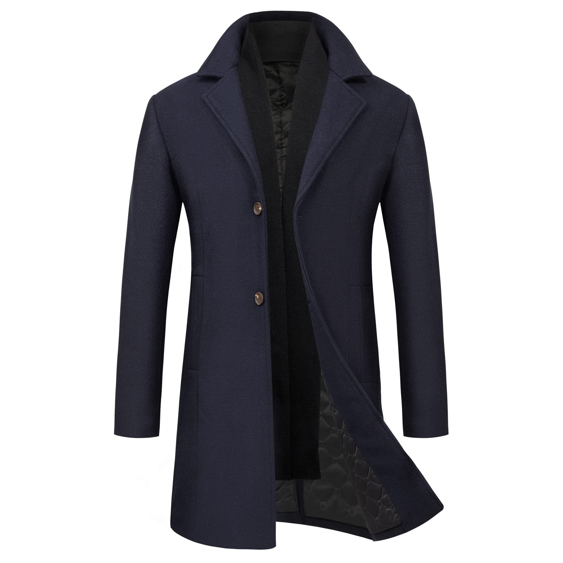 WULFUL Men's Slim Fit Wool Trench Coat - Warm Winter Overcoat for Business, Office & Formal Occasions