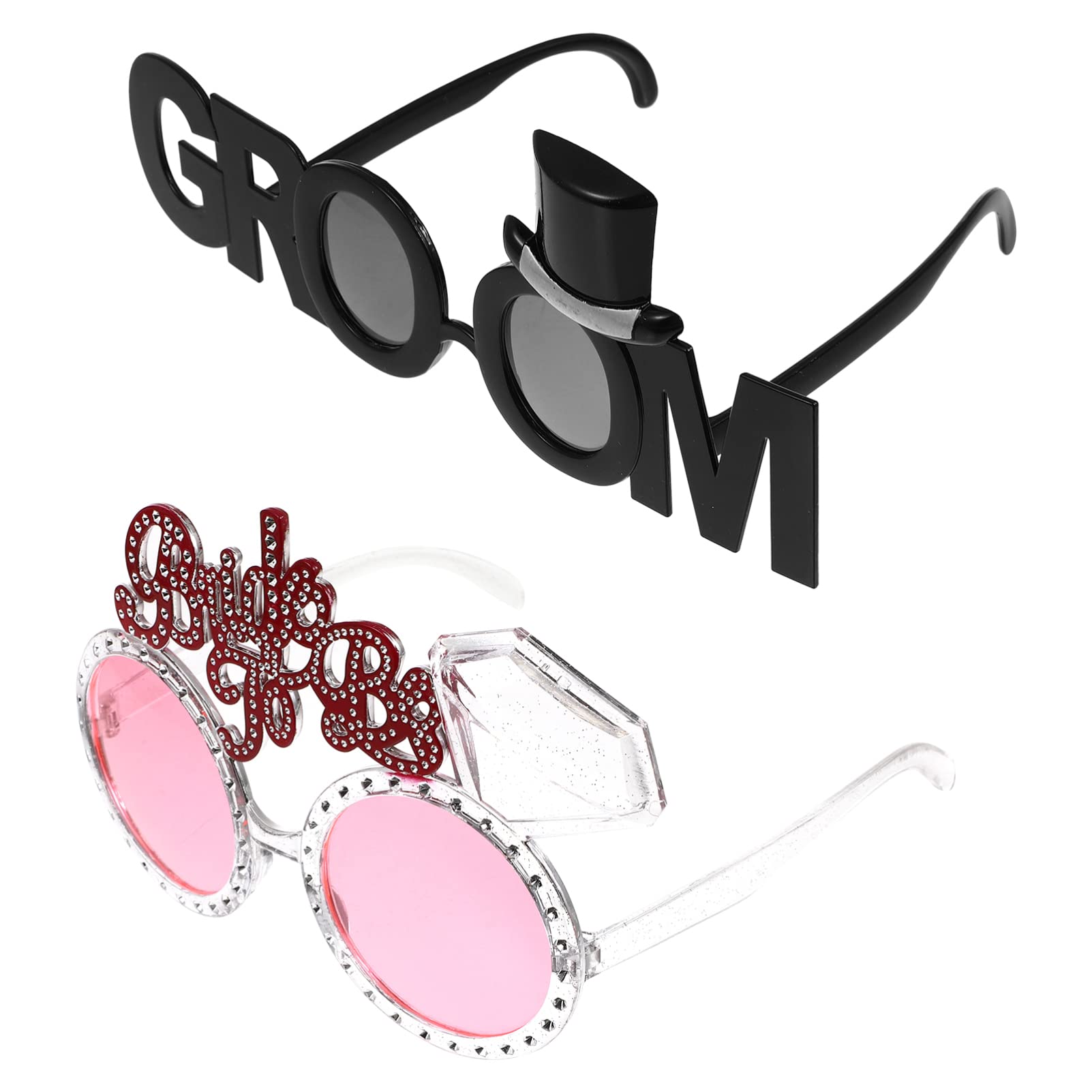 Gadpiparty 2-Piece Bride & Groom Sunglasses Set - Vintage Style Wedding Photobooth Props, Funny Eyeglasses for Bachelorette Parties, Bridal Showers & Wedding Decorations - Perfect for Wedding Photos, Receptions & Themed Celebrations
