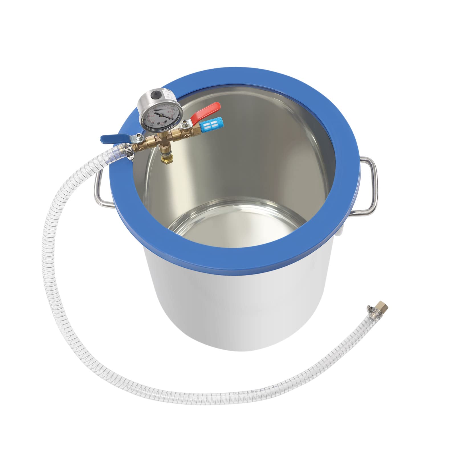 5 Gallon Tempered Glass Vacuum Chamber Kit with Stainless Steel Lid - Includes Vacuum Gauge & Degassing Chamber for Wood Stabilization - Perfect for Resin Casting, Epoxy Projects and DIY Woodworking