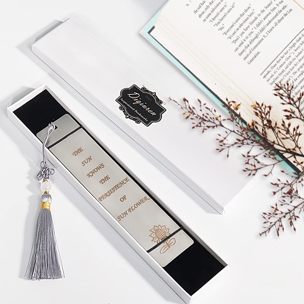 Engraved Sunflower Bookmarks - Inspirational Gifts for Women, Girls, Students & Book Lovers - Perfect for Reading, Study Motivation & Thoughtful Presents