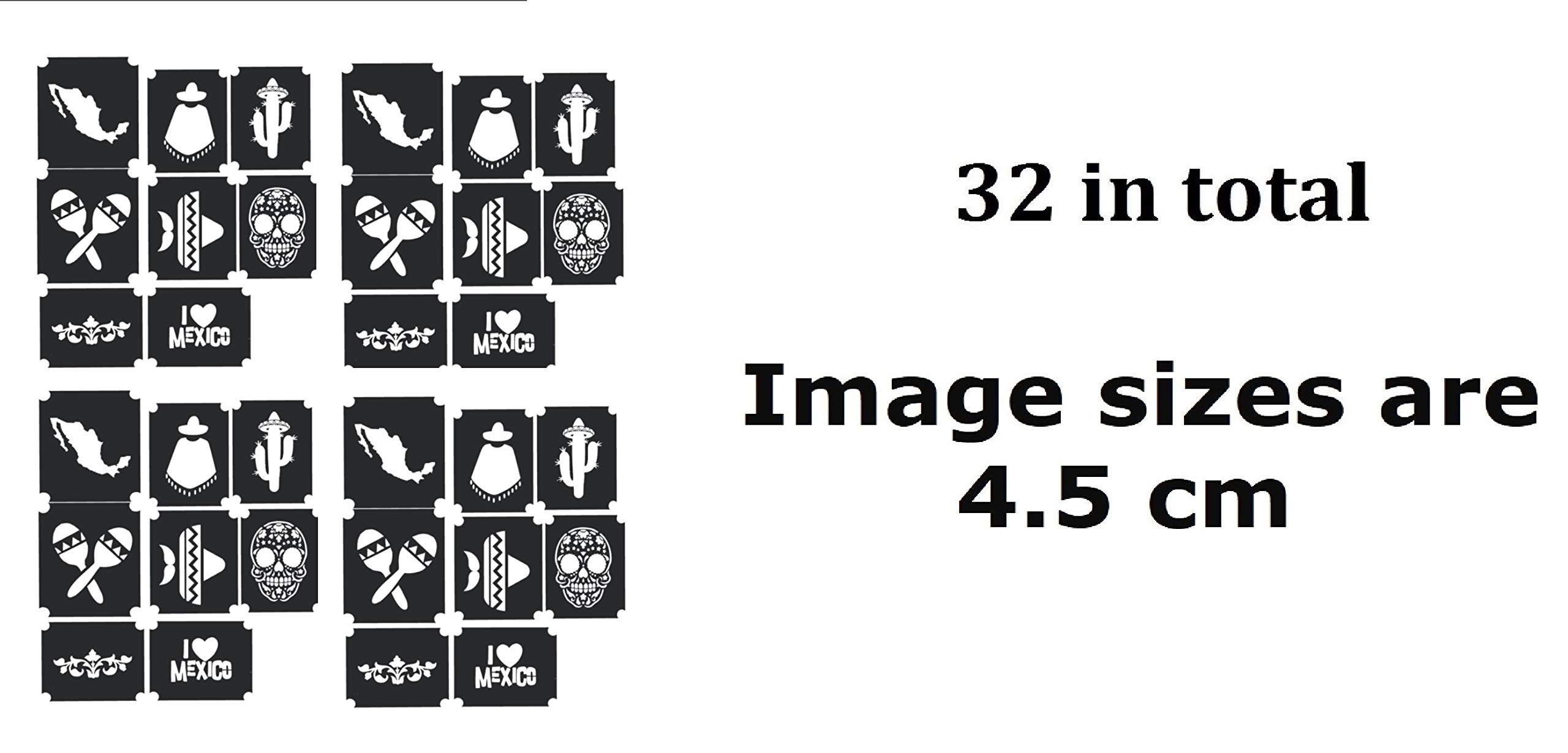 Mexico Tattoo Stencil Kit - Authentic Mexican Body Art Designs for Temporary Tattoos, Henna & DIY Body Painting - Perfect for Cinco de Mayo, Day of the Dead Celebrations & Cultural Events