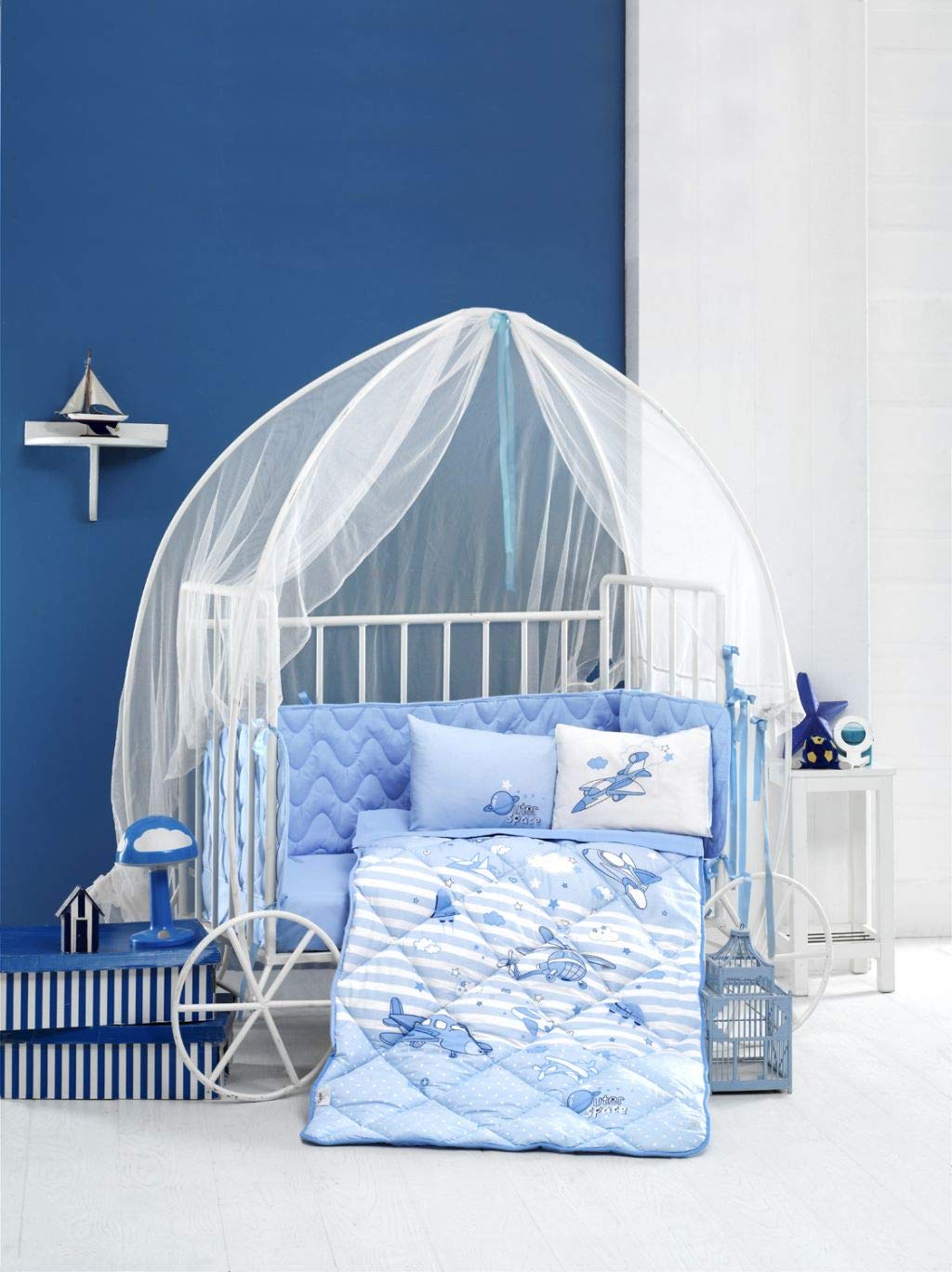 OZINCI Plane Baby Bedding Set - 100% Cotton 6-Piece Nursery Crib Set for Boys & Girls | Soft Baby Comforter, Crib Sheet & Pillowcases | Perfect for Newborns, Toddlers & Nursery Decor