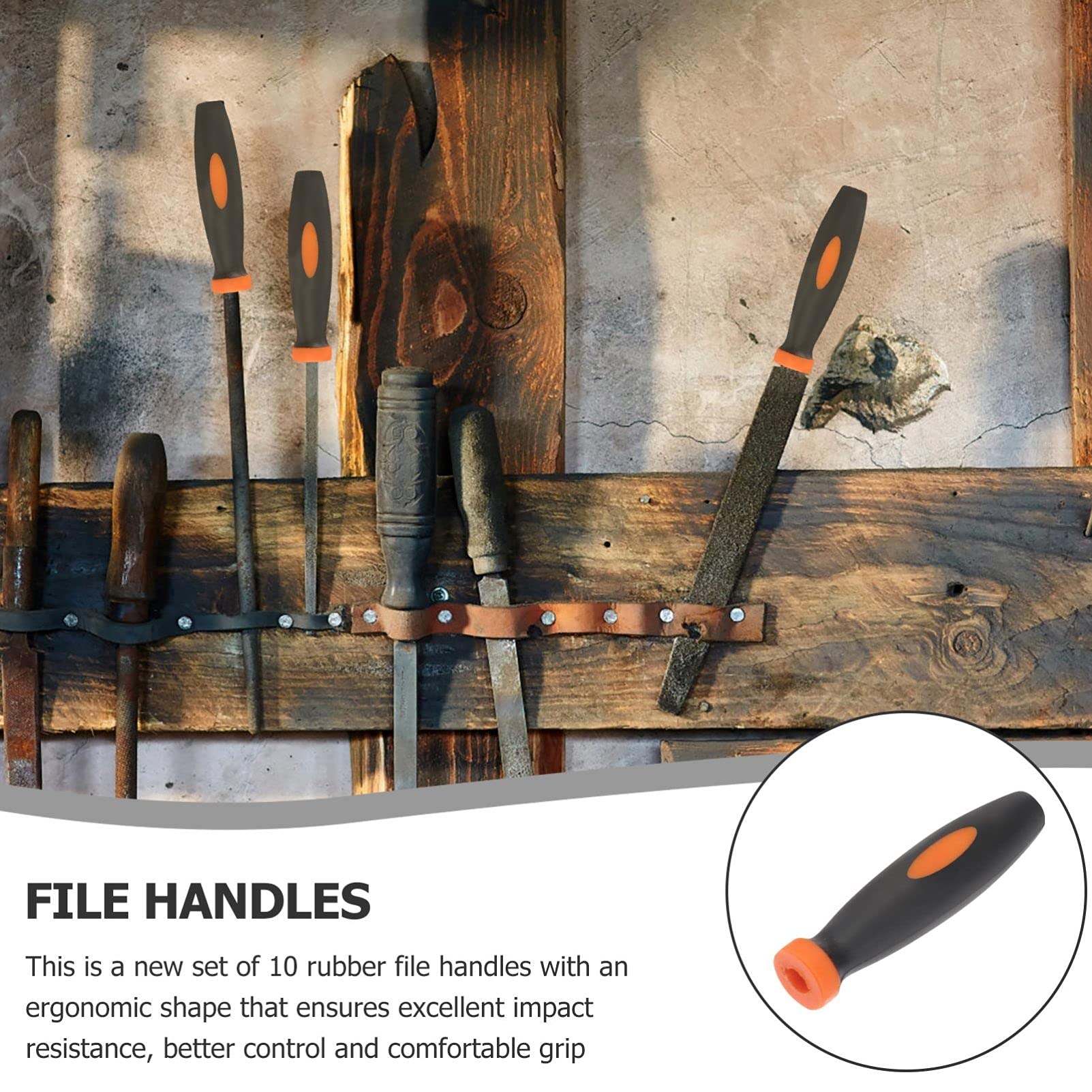 POPETPOP Rubber File Handles - 10pcs 5mm Ergonomic Replacement Grips for Utility & Round Files - Perfect for DIY Projects, Woodworking, and Metalworking
