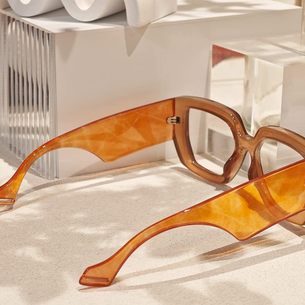 Blue Light Blocking Glasses for Women - Oversized Square Thick Frame Computer & Gaming Eyewear - Reduce Eye Strain for Work, Reading & Screen Time (LA022)