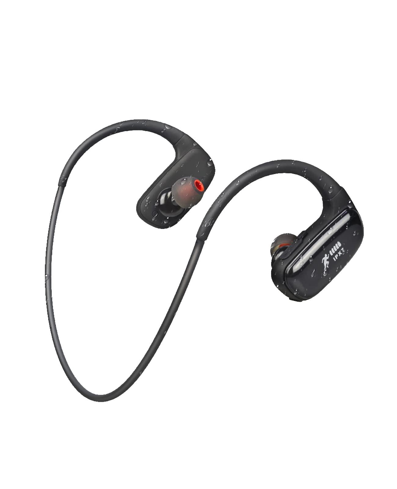 CYBORIS Wireless Bluetooth 5.0 Sports Headphones - IPX7 Waterproof MP3 Player with 16GB Storage, 10Hrs Playtime & Noise Cancelling MIC - Perfect for Swimming, Running & Workout (Black)
