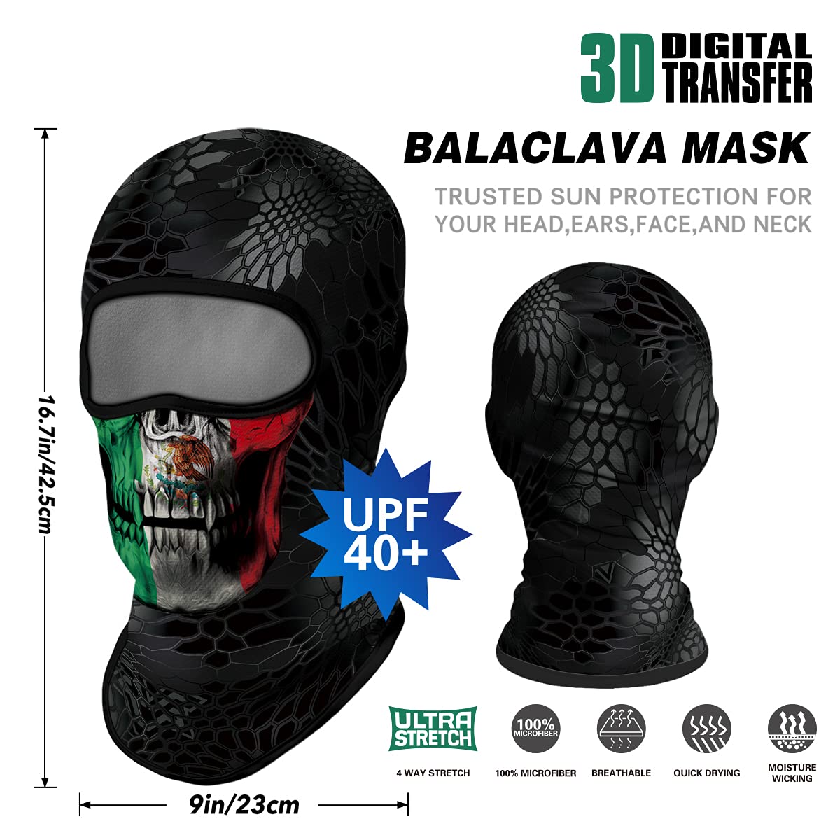 Venswell 3D Balaclava Ski Mask - Cool Skull & Animal Full Face Mask for Cycling, Motorcycle, Skiing & Halloween Costume - Windproof Winter Sports Accessory