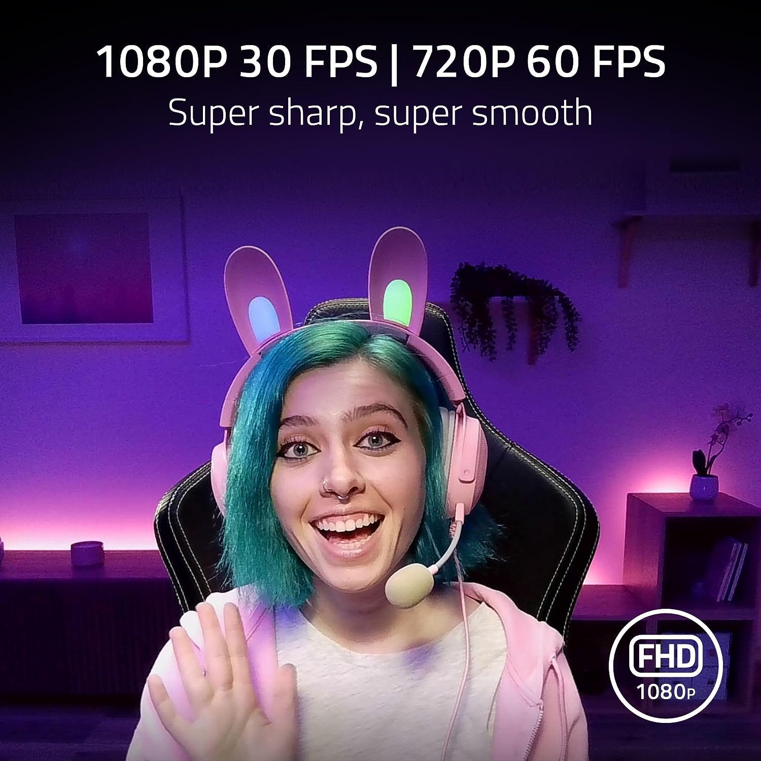 Razer Kiyo X Full HD 1080p 60fps Streaming Webcam with Ring Light - Perfect for Gaming, Live Streaming, Video Calls & Content Creation