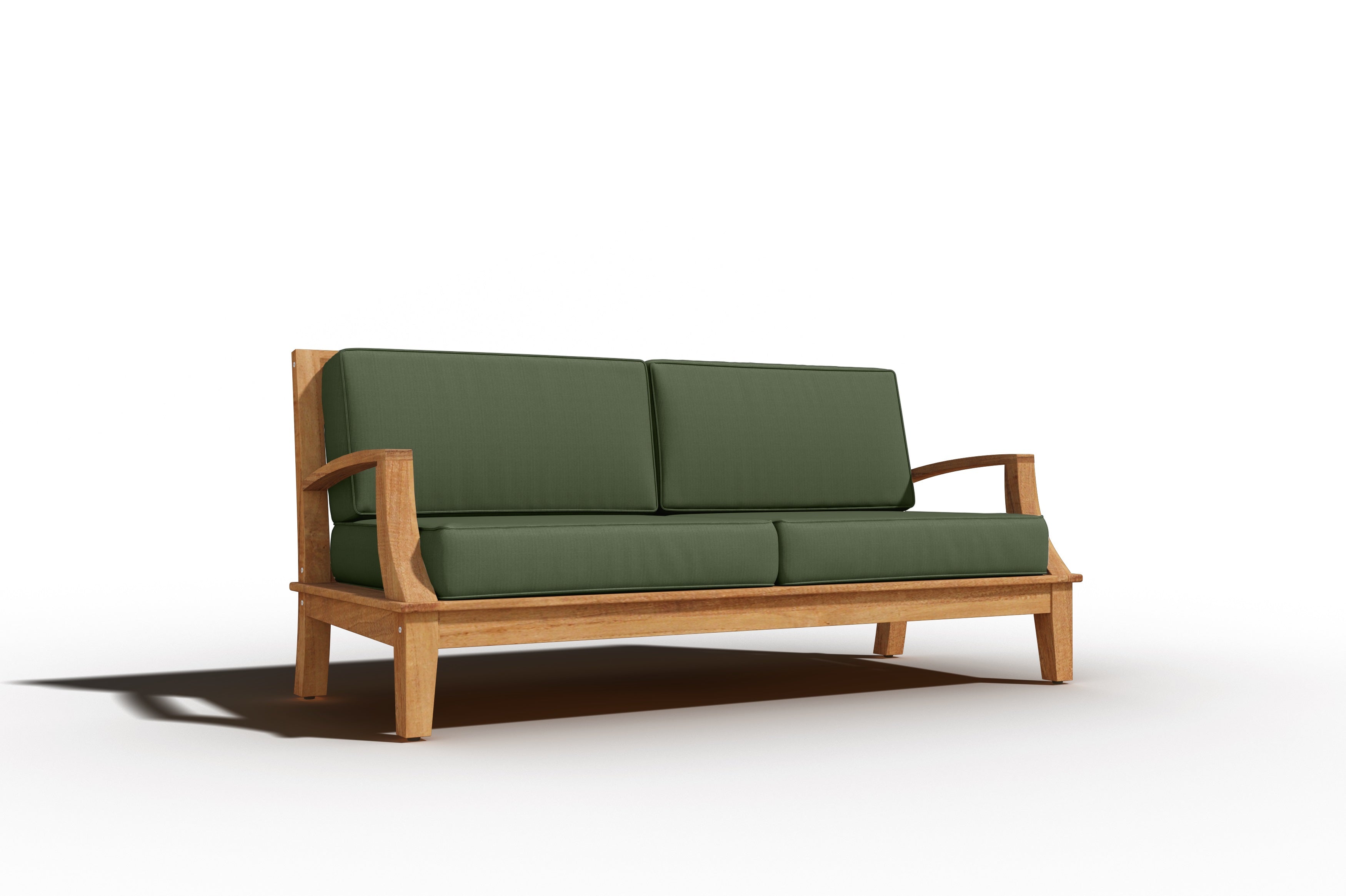 Eliane 3-Person Teak Outdoor Sofa Set with Weather-Resistant Sunbrella Fern Green Cushions - Perfect for Patio, Garden, Poolside & Backyard Relaxation