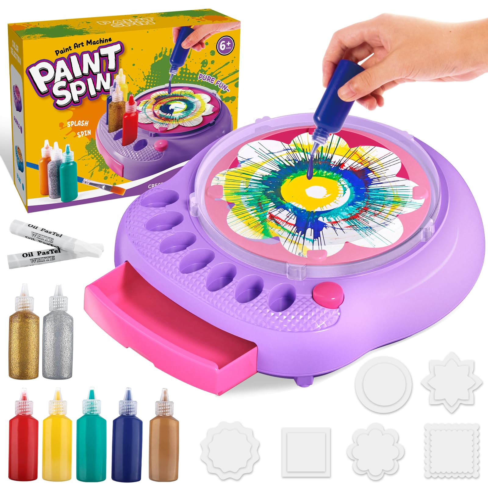 Spin Art Machine Kit for Kids Ages 4-12 - Creative Painting Spinner Toy Set with Art Supplies - Perfect Birthday Gift for Boys & Girls - Fun DIY Arts & Crafts Activity for Home, Classroom & Party Play