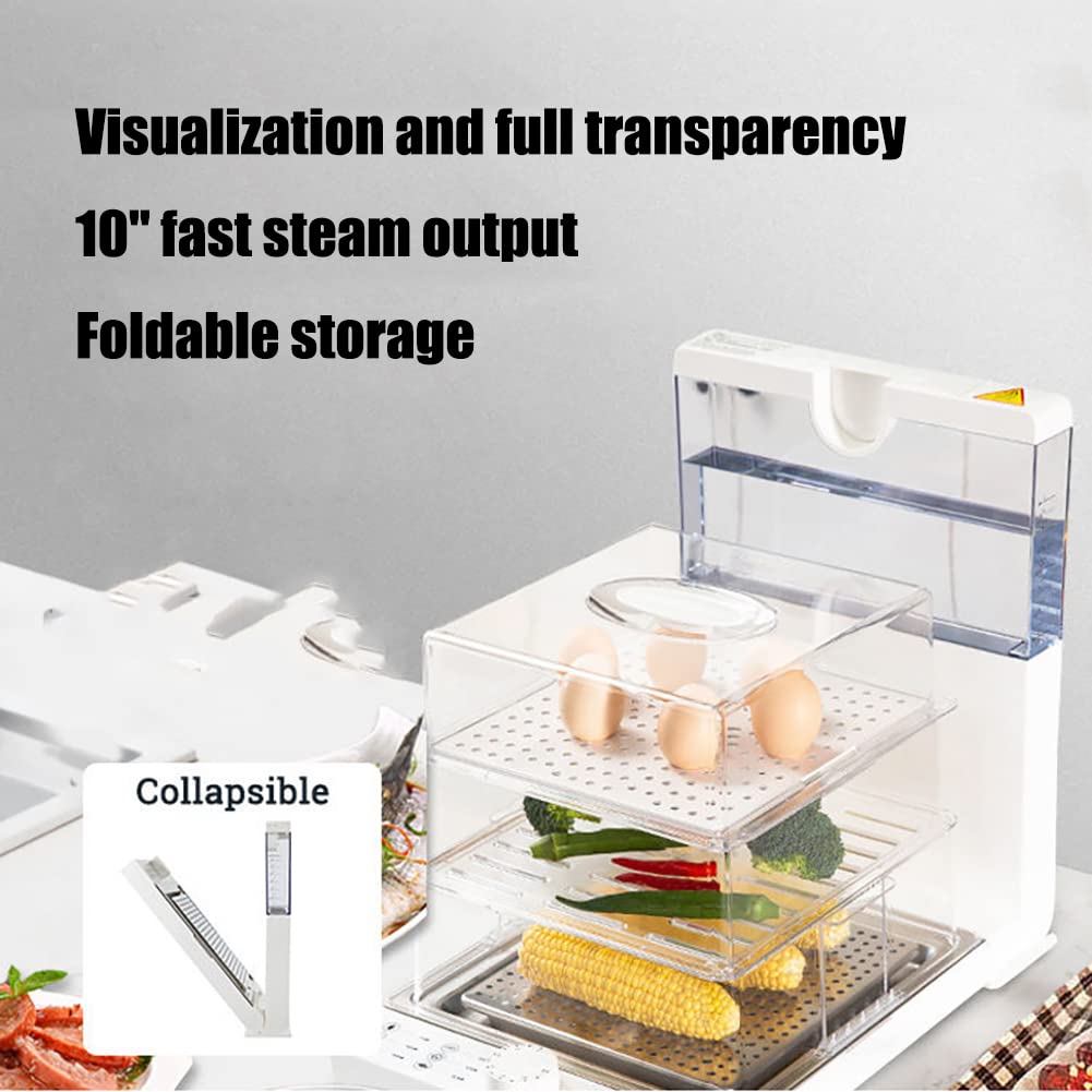 BLOSSS 1500W Electric 3-Tier Food Steamer - 18.8L Large Capacity Foldable Vegetable Meat Fish Rice Cooker with 60-Min Timer & BPA-Free Removable Baskets | Perfect for Healthy Cooking, Meal Prep, and Home Steam Spa