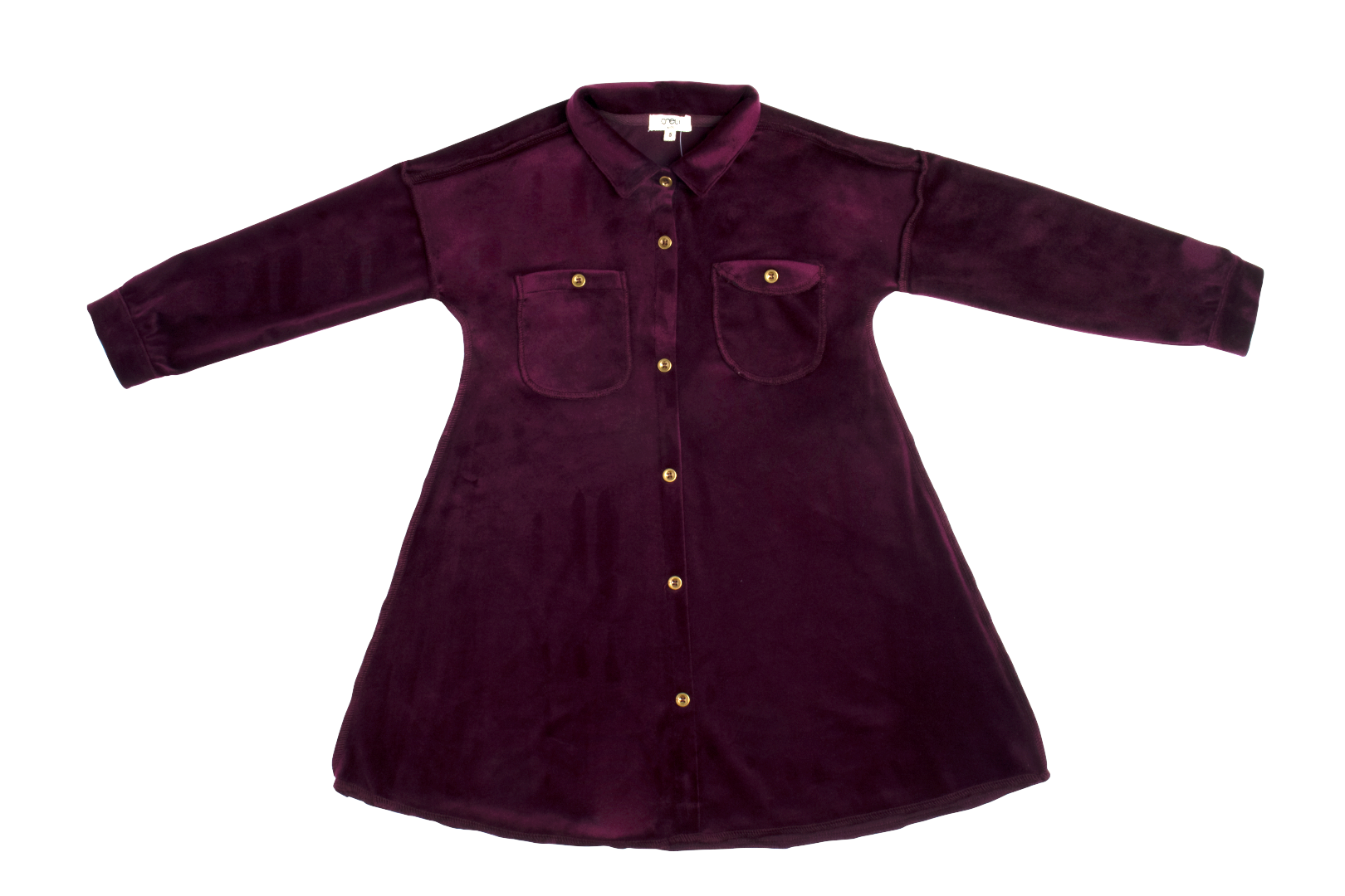 Kids Wine Velour Shirt Dress - Soft & Stylish Crew Neck Outfit for Girls | Perfect for Parties, School & Special Occasions