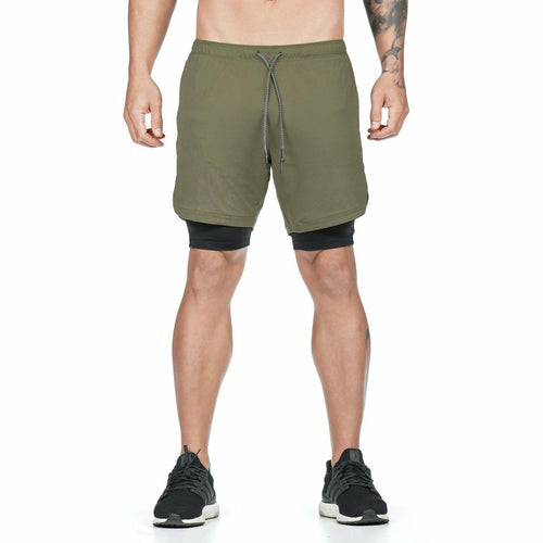 Men's 2-in-1 Running Shorts with Pockets - Quick Dry Gym Workout Shorts for Men - Perfect for Jogging, Training & Outdoor Activities
