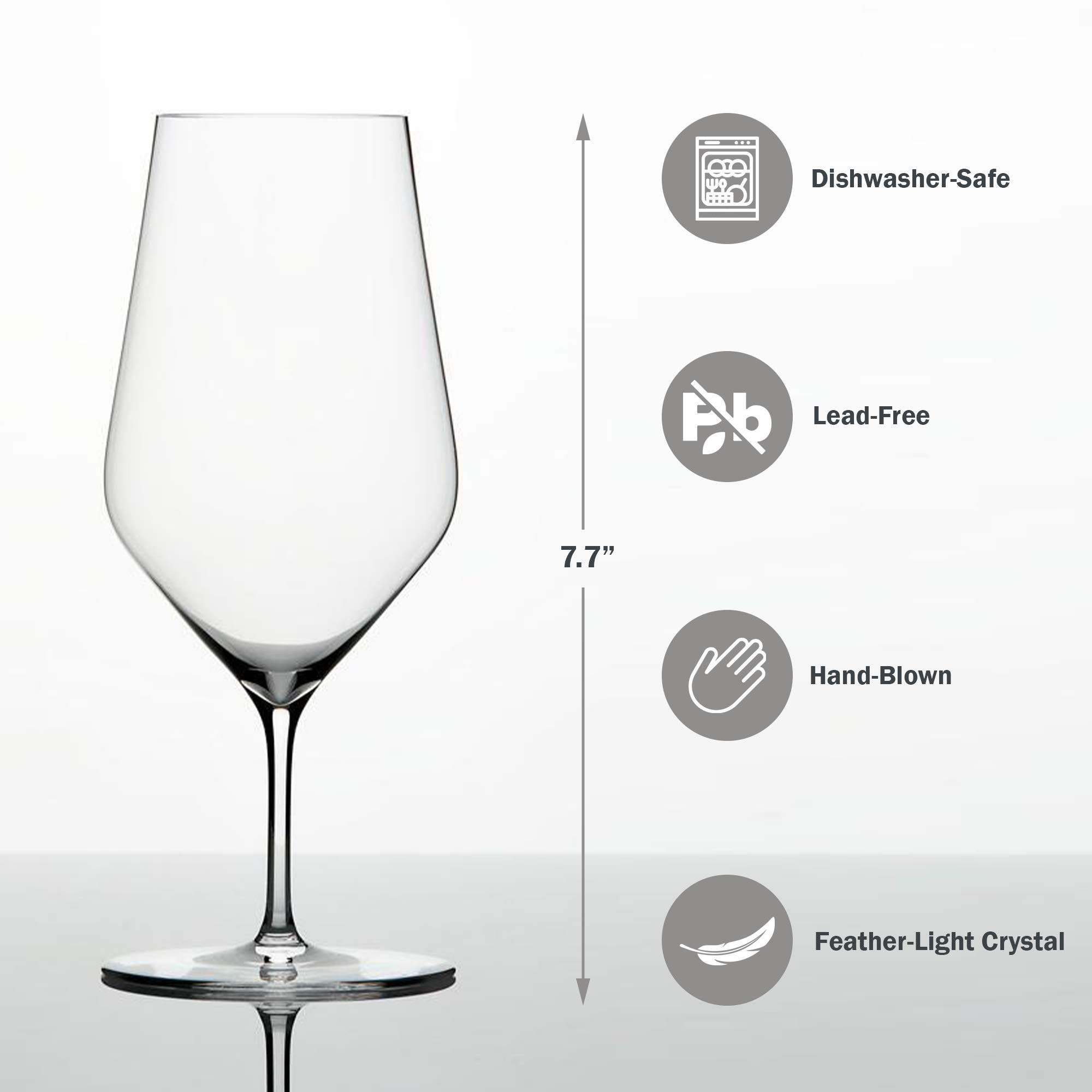Zalto Denk'Art Hand-Blown Crystal Water Glasses Set of 6 - Premium Elegant Stemware for Fine Dining, Wine Tasting & Luxury Home Entertaining