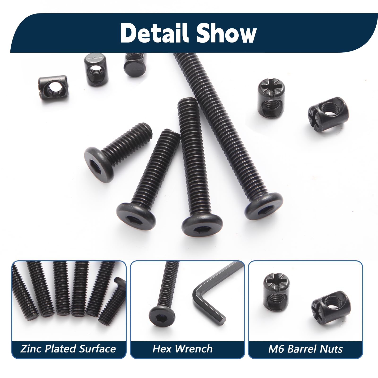 Hincell 28-Piece Crib Screws Kit for Delta Graco Dream Beds - M6 Sizes 20-80mm - Baby Bed Frame Hardware Replacement