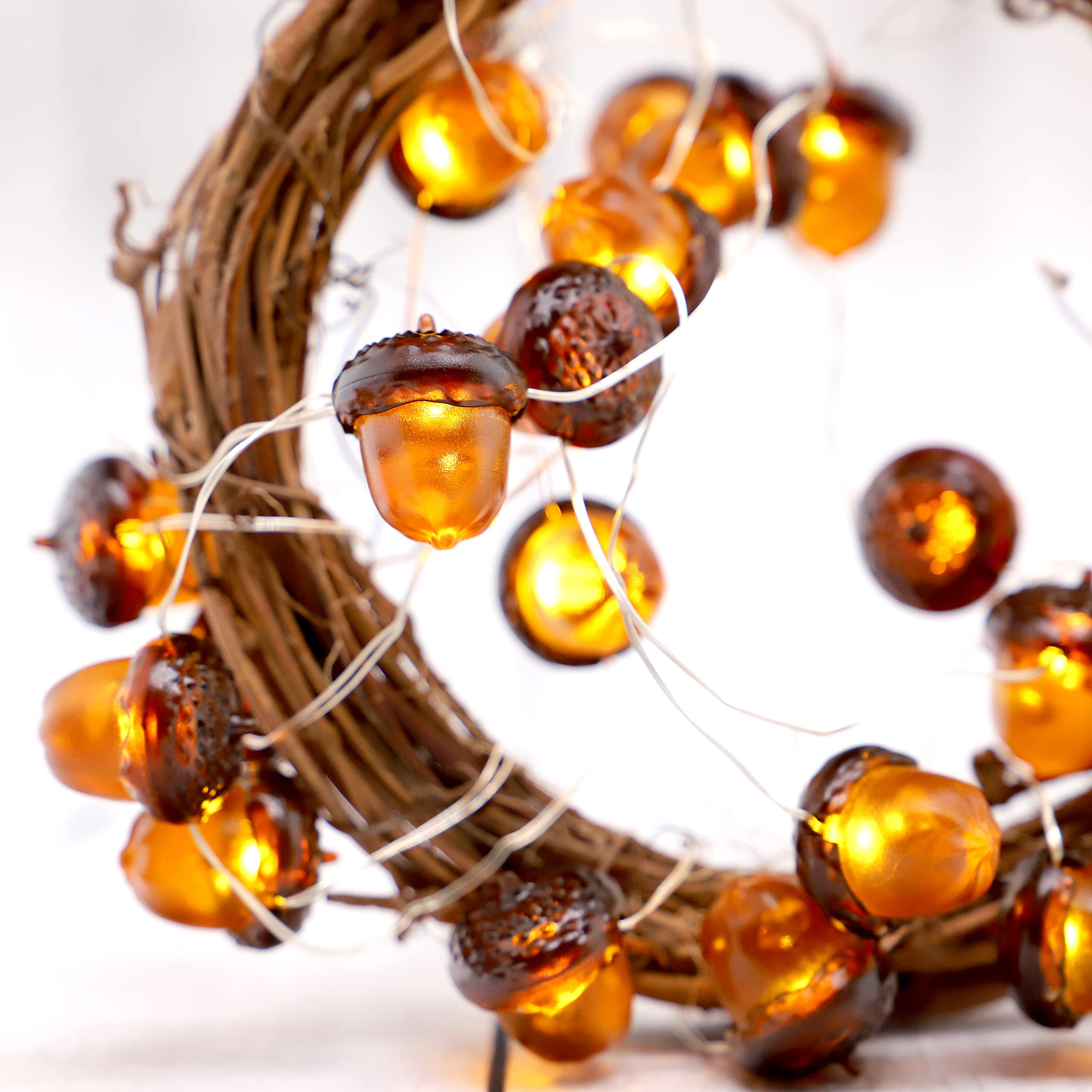 Fall Fairy Lights - Battery Operated String Lights for Thanksgiving & Indoor Decor (Acorn) - Perfect for Home & Party