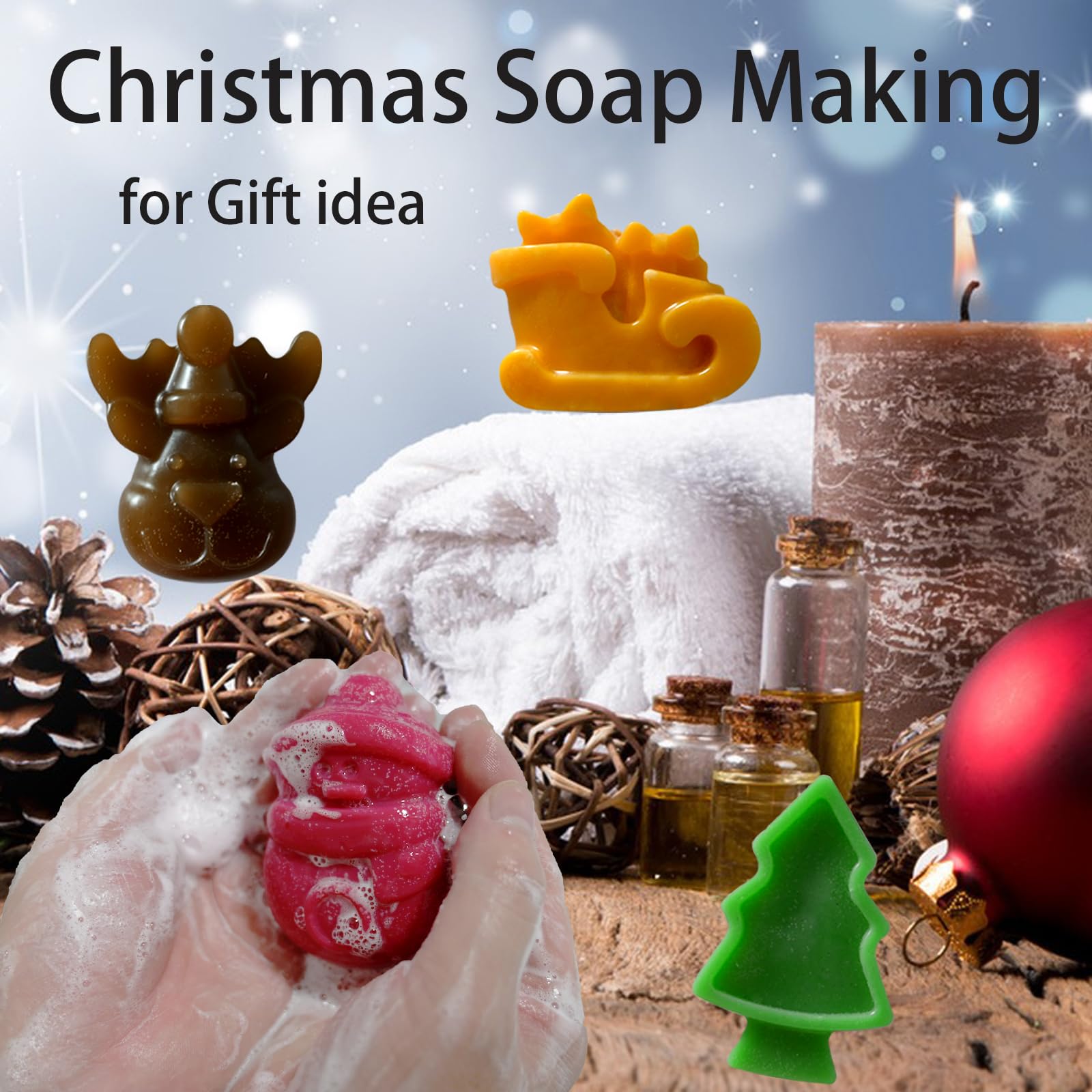 (2 Pack) Christmas Soap Molds - Holiday Silicone Molds for DIY Handmade Soap, Candles, Wax Melts & Baking | Perfect for Christmas Gifts, Party Favors & Home Decor