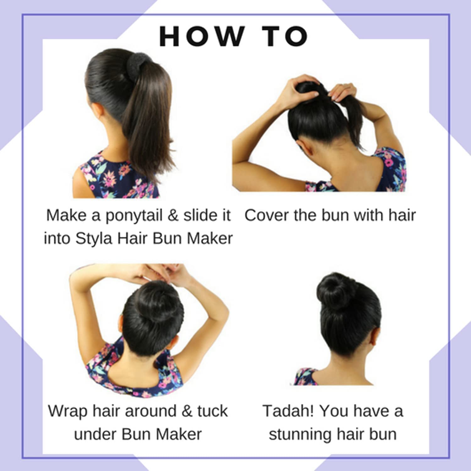 Styla Hair 3-Piece Donut Hair Bun Maker Set - Small, Medium & Large Sizes - Black Hair Donut for Perfect Buns & Updos - Great for Weddings, Parties & Everyday Hairstyles