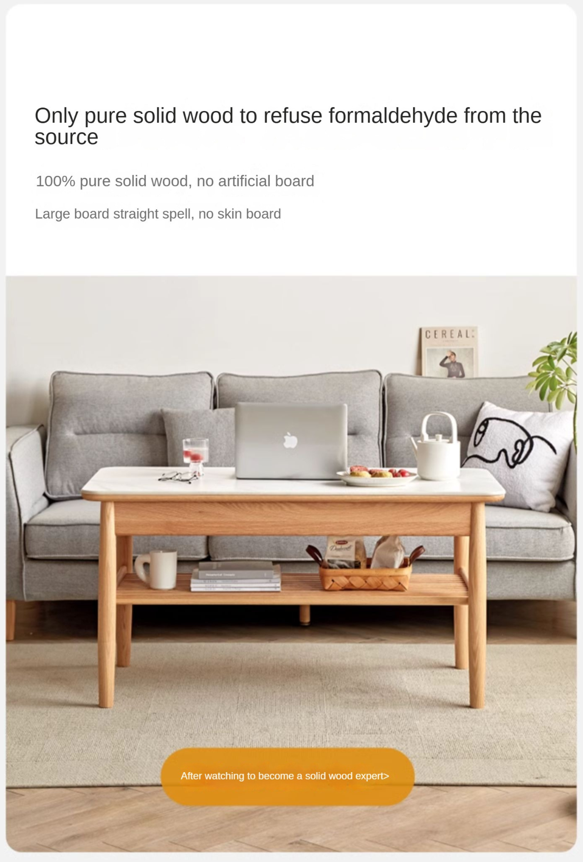 Solid Oak Wood Rocking Coffee Table - Rustic Living Room Furniture for Home Decor, Perfect for Living Room, Lounge, or Patio