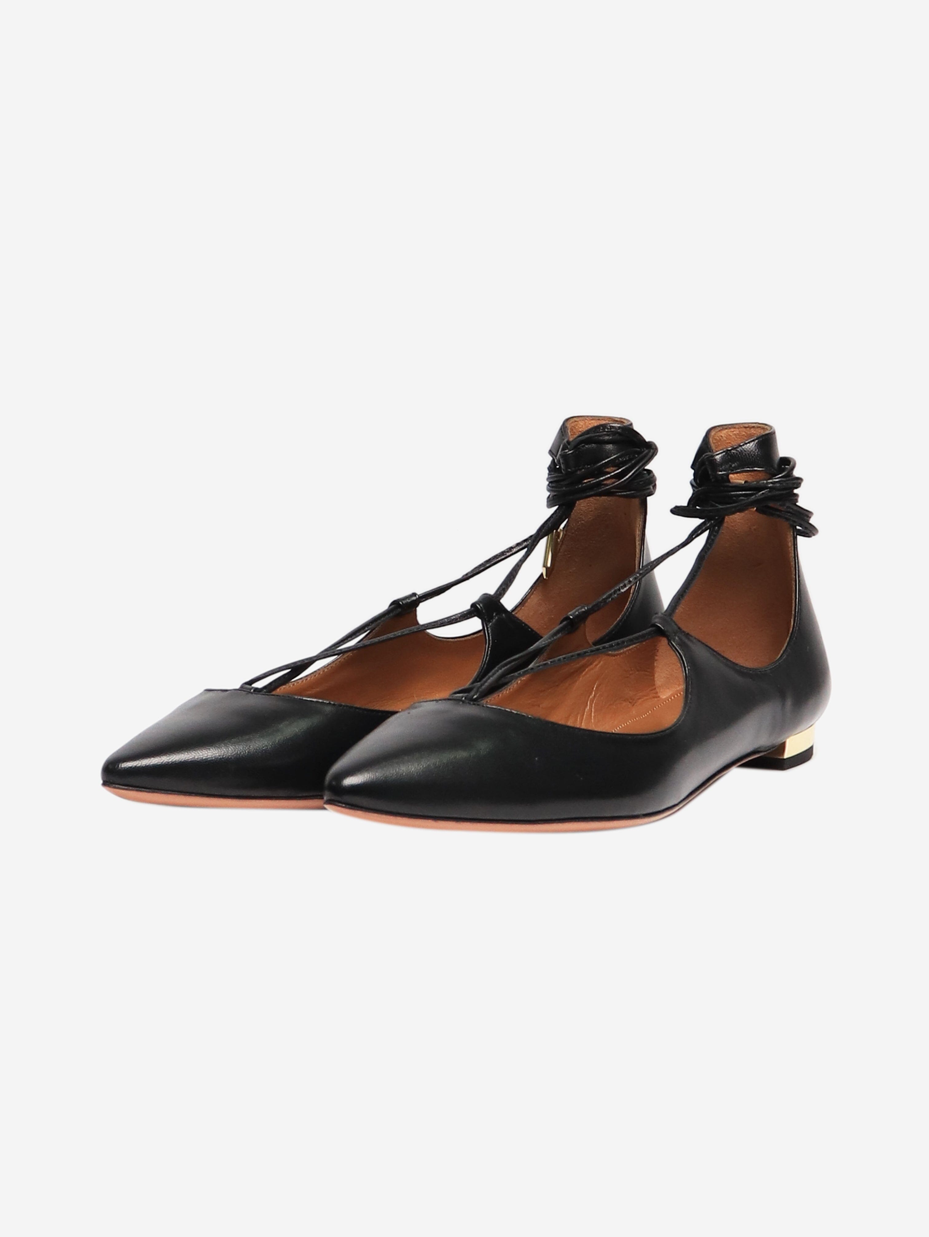 Black Leather Christy Flats Women's Size EU 37 (US 7) - Comfortable Slip-On Loafers for Office, Casual Wear & Travel
