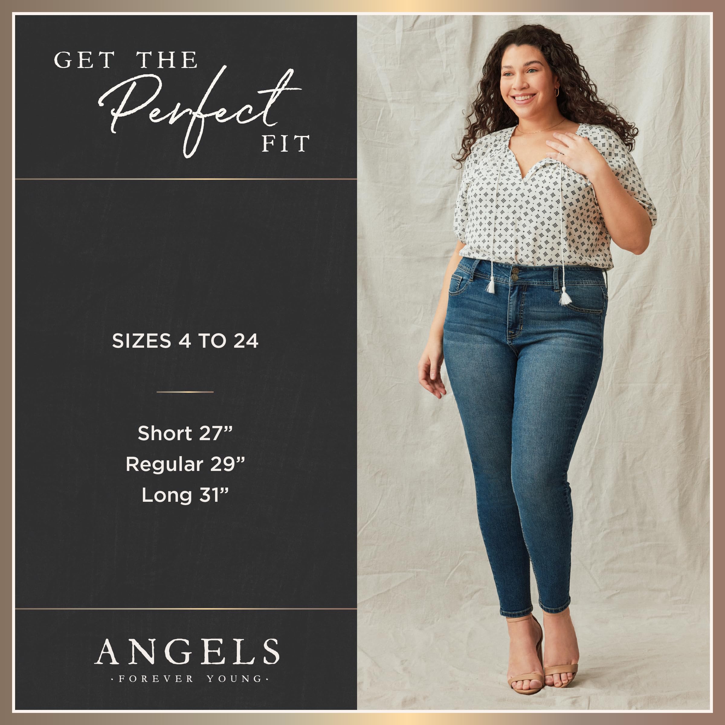 Angels Forever Young Women's Curvy Skinny Jeans - High Waist Stretch Denim Pants for Plus Size | Perfect for Casual Wear, Date Night & Office Outfits