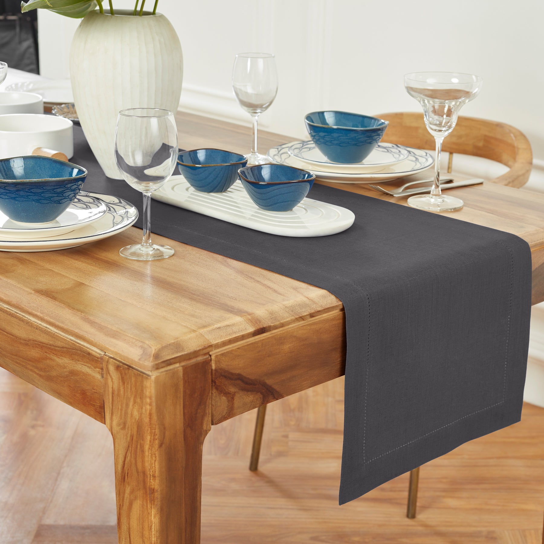 Elegant Medium Weight Hemstitch Table Runner - Perfect for Dining Table Decor, Wedding Centerpieces & Holiday Home Decor