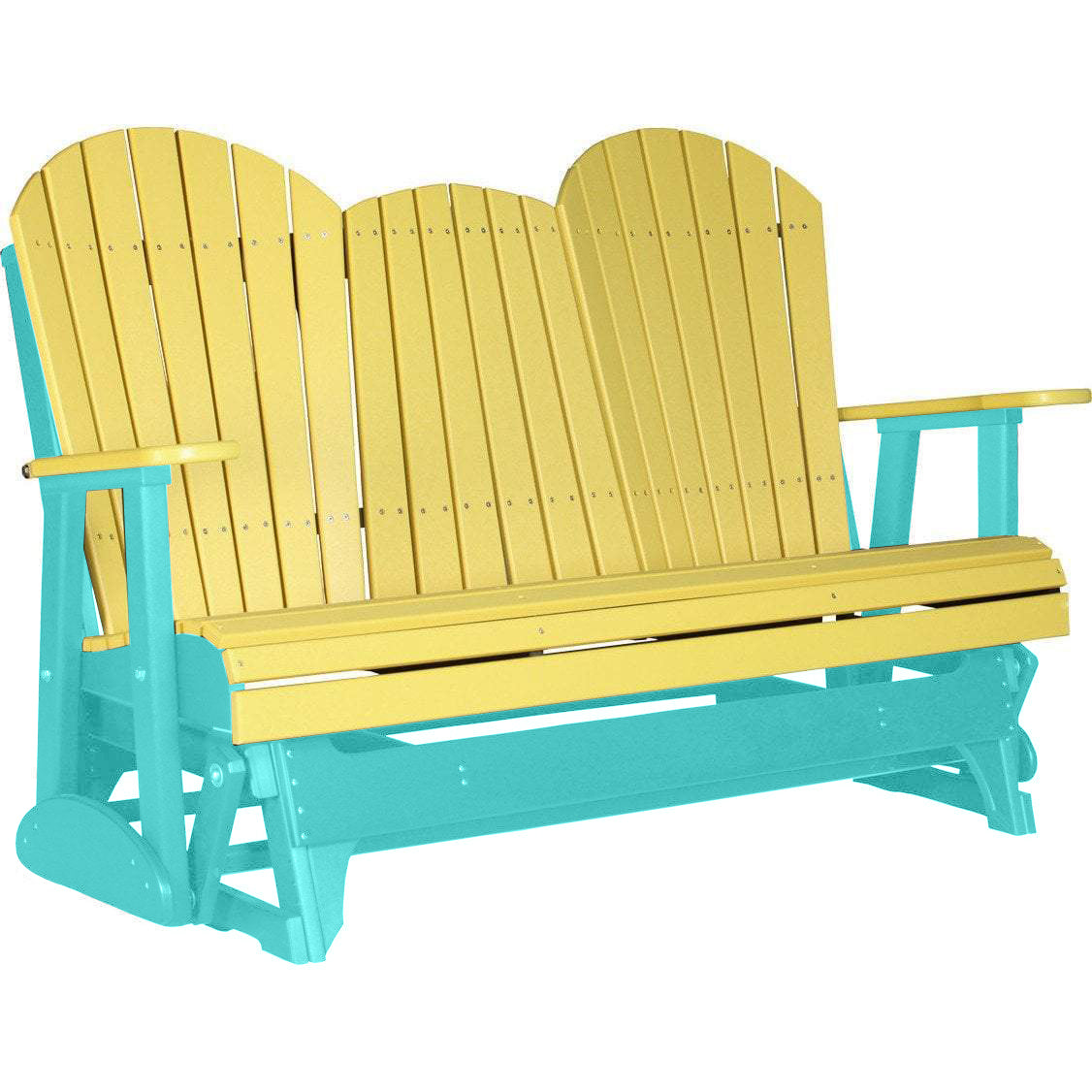 LuxCraft 5 ft. Yellow Recycled Plastic Adirondack Outdoor Glider Chair - Perfect for Patio, Garden, Poolside & Backyard Relaxation