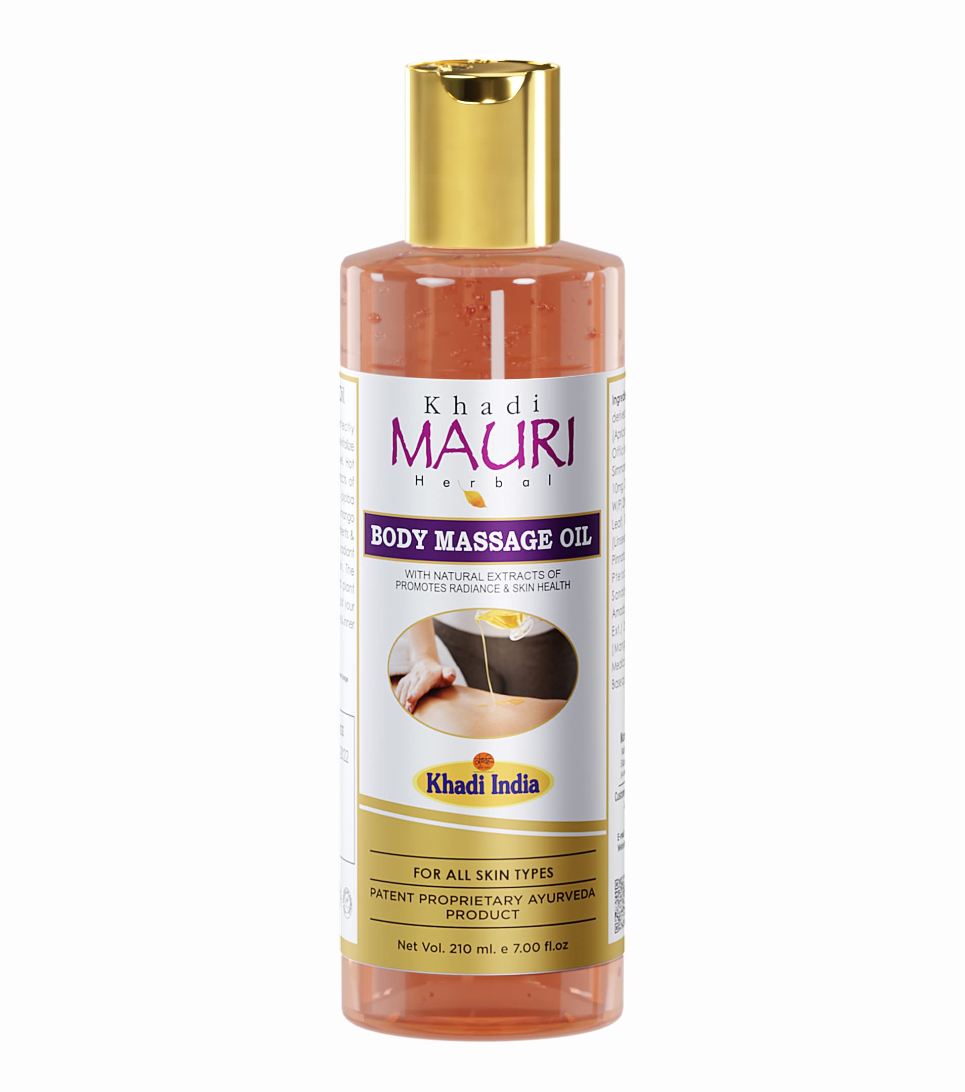 Khadi Mauri Herbal Body Massage Oil with Jojoba - 100% Natural Ayurvedic Massage Oil for Relaxation & Pain Relief - 7.1 fl oz (210ml) - Perfect for Spa, Yoga & Post-Workout Recovery