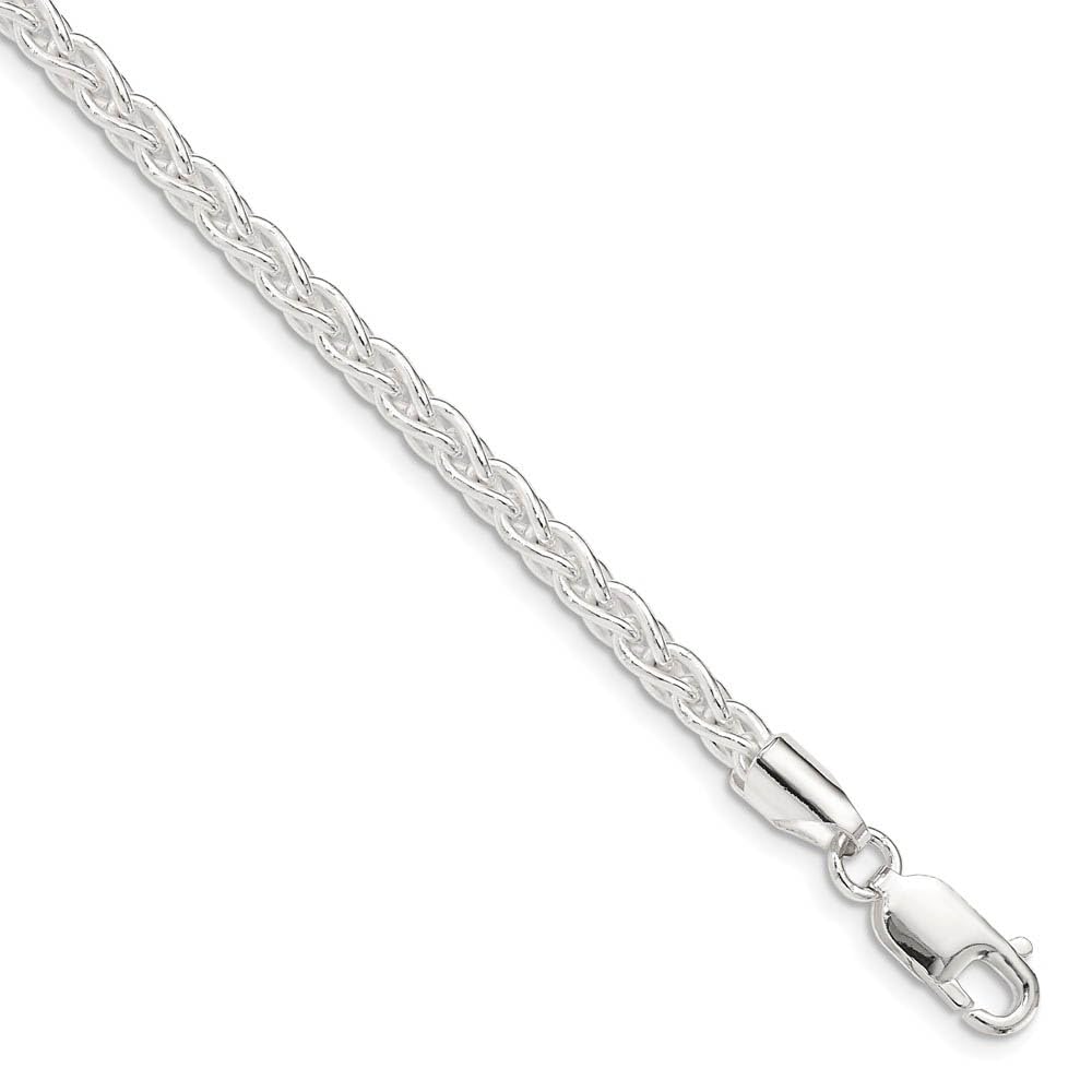 3.7mm Sterling Silver Solid Round Spiga Chain Necklace - Elegant Black Bow Pendant for Women | Perfect for Gifts, Parties & Everyday Wear