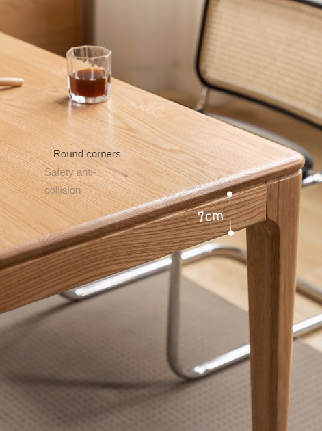 Solid Oak & Ash Wood Rectangular Dining Table - Rustic Log Style for Farmhouse, Cabin & Country Home Decor
