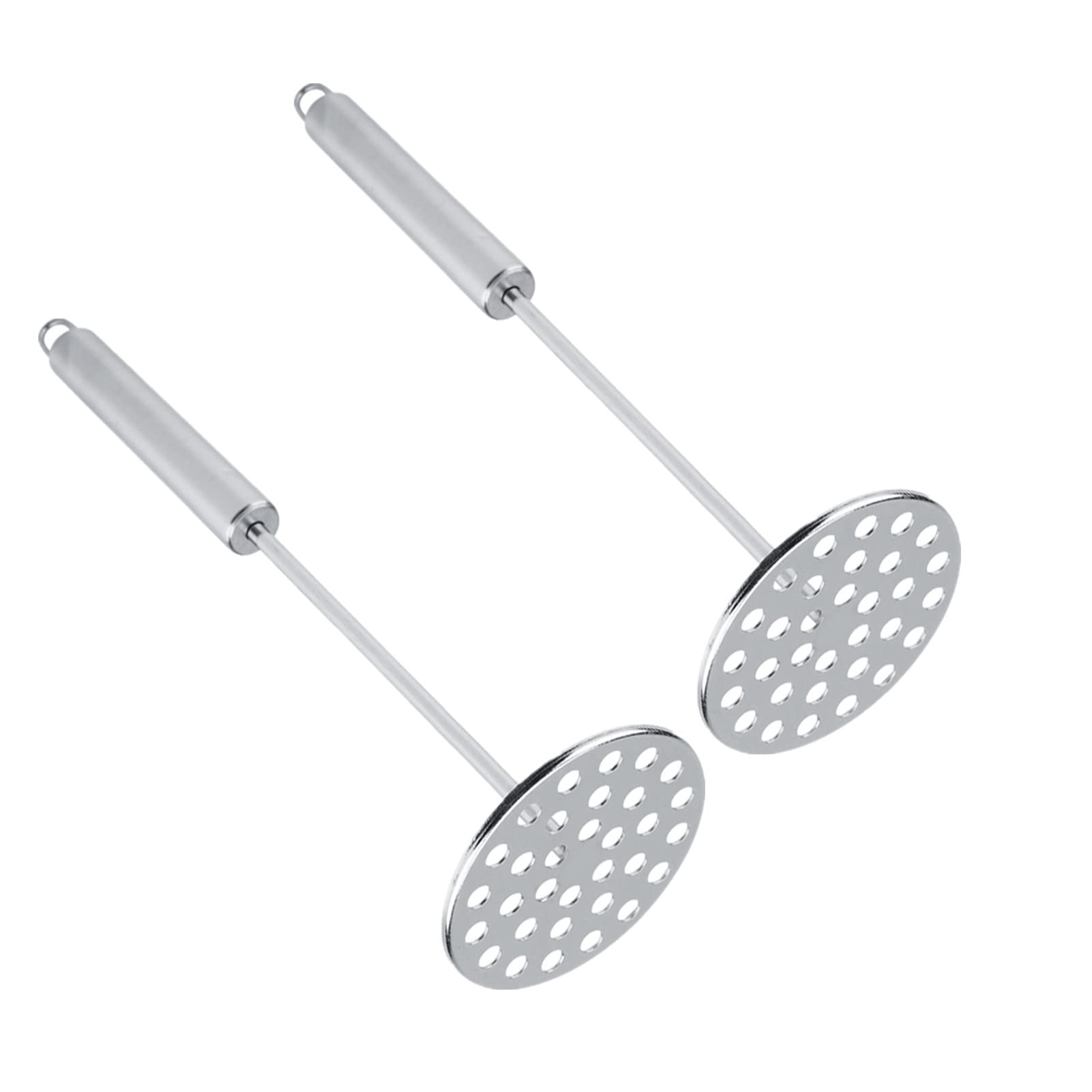 Stainless Steel Potato Masher 2-Pack - Heavy Duty Metal Potato Ricer with Long Handle - Perfect for Mashing Potatoes, Vegetables & Baby Food - Ideal for Kitchens, Restaurants & Home Cooking