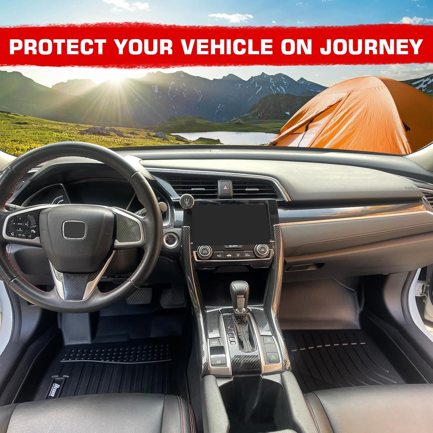 IKON 3D Molded All-Weather Floor Mats for 2020-2024 Ford Escape (Non-Hybrid) - Front & Rear Seat Protection - 4-Piece TPE Thermo Plastic Elastomer Car Floor Liners - Perfect for Daily Commutes, Road Trips and Off-Road Adventures